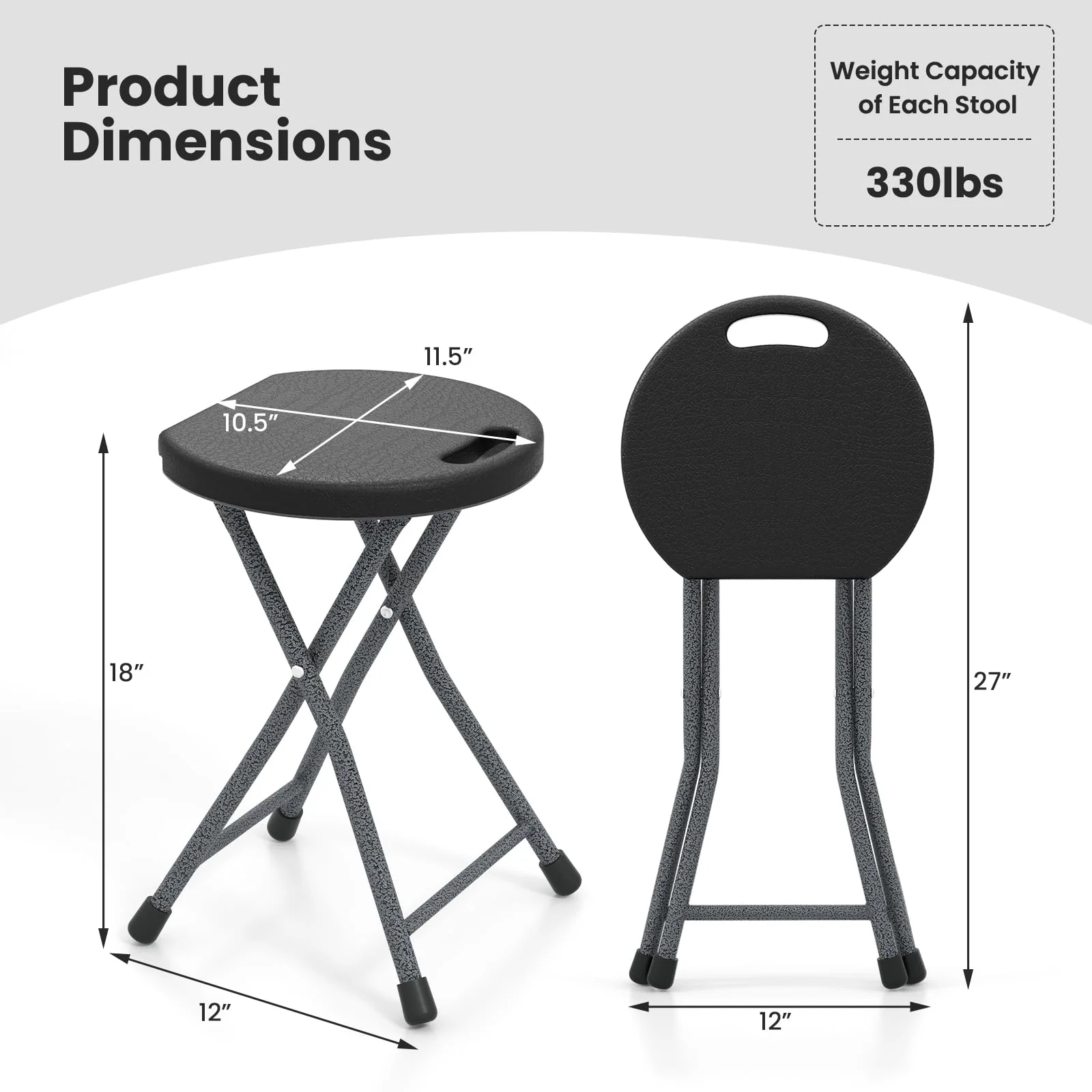Goplus Folding Stool Collapsible Round Stool with Handle for Fishing Hiking Gardening BBQ - Image 4
