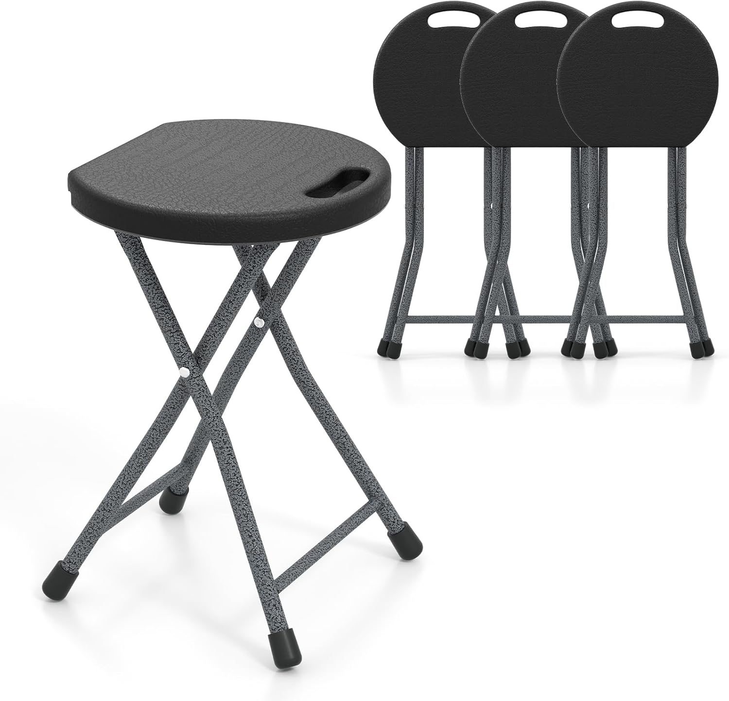 Goplus Folding Stool Collapsible Round Stool with Handle for Fishing Hiking Gardening BBQ - Image 9