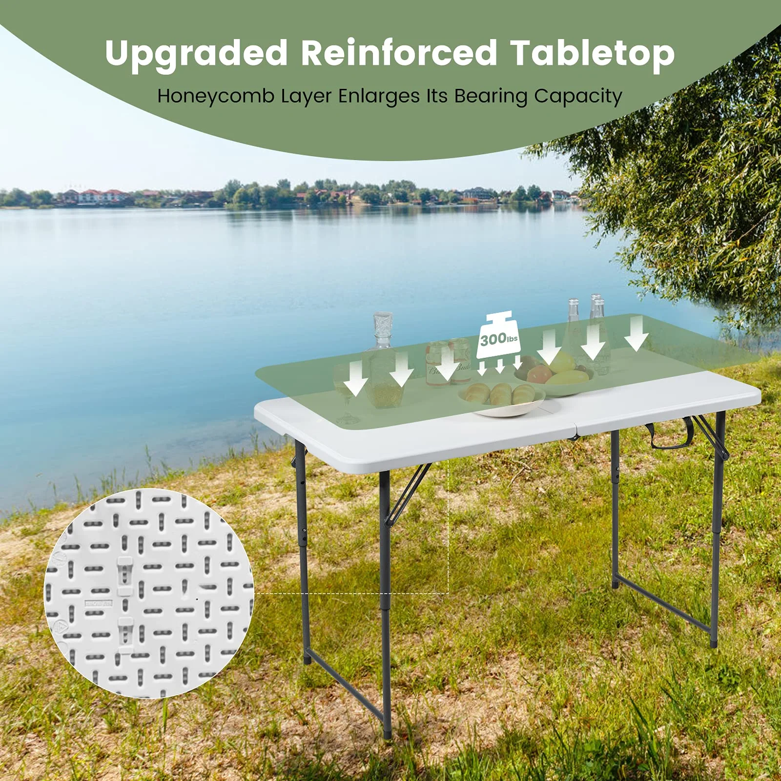 Goplus Folding Table Portable Plastic Picnic Party Dining Camp Tables Indoor Outdoor (HDPE) - Image 4