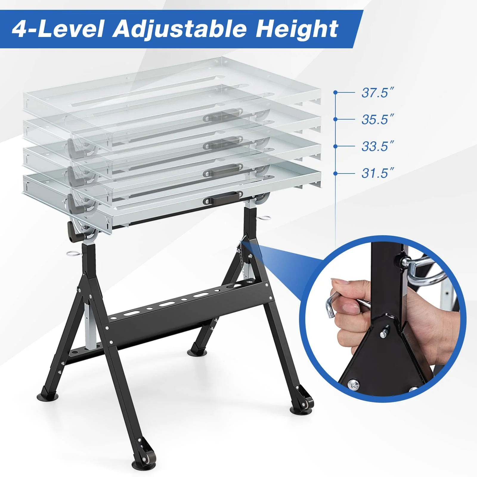 Goplus Folding Welding Table Welding Workbench with 78 x 51 cm Tabletop - Image 2