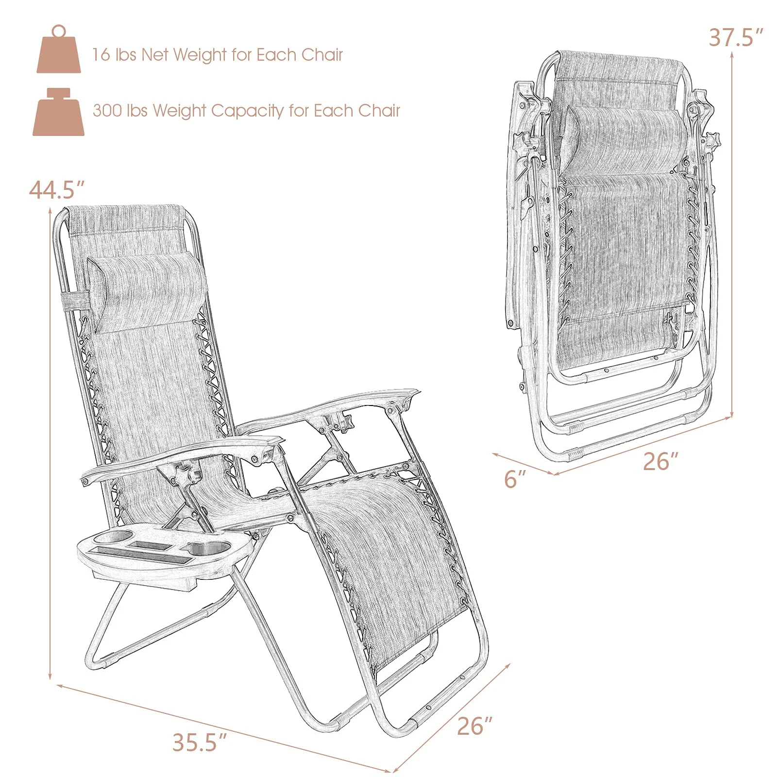 Goplus Folding Zero Gravity Reclining Lounge Chairs - Image 19
