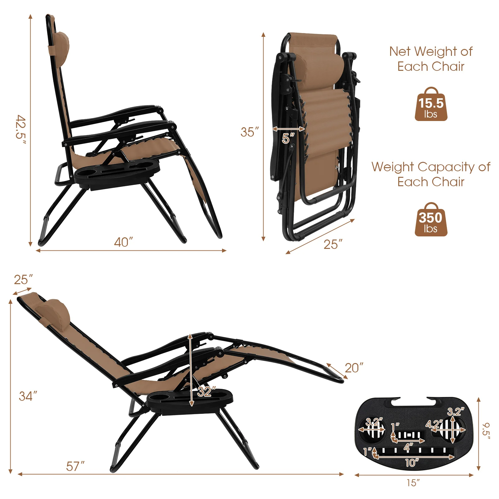 Goplus Folding Zero Gravity Reclining Lounge Chairs - Image 4