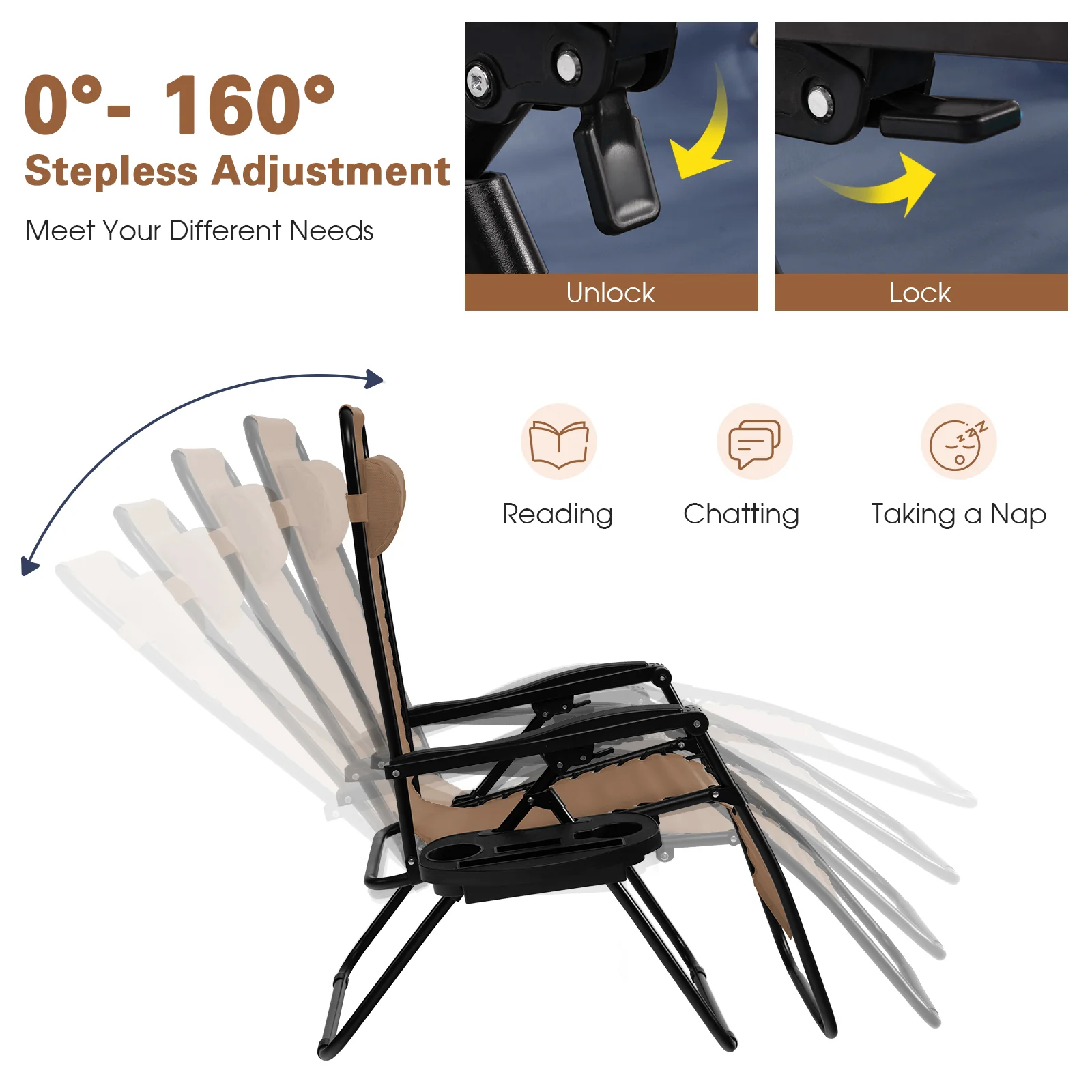 Goplus Folding Zero Gravity Reclining Lounge Chairs - Image 5