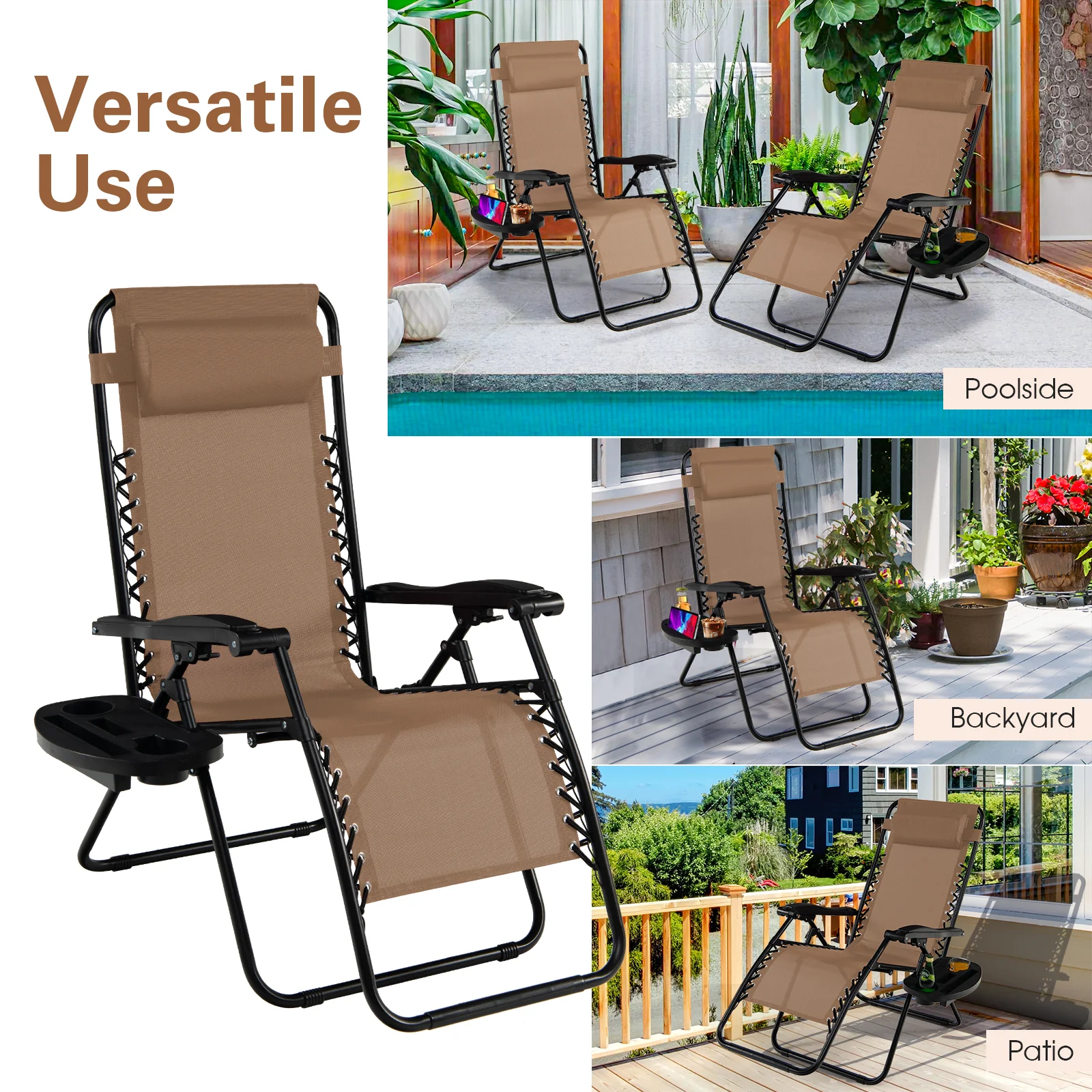 Goplus Folding Zero Gravity Reclining Lounge Chairs - Image 7