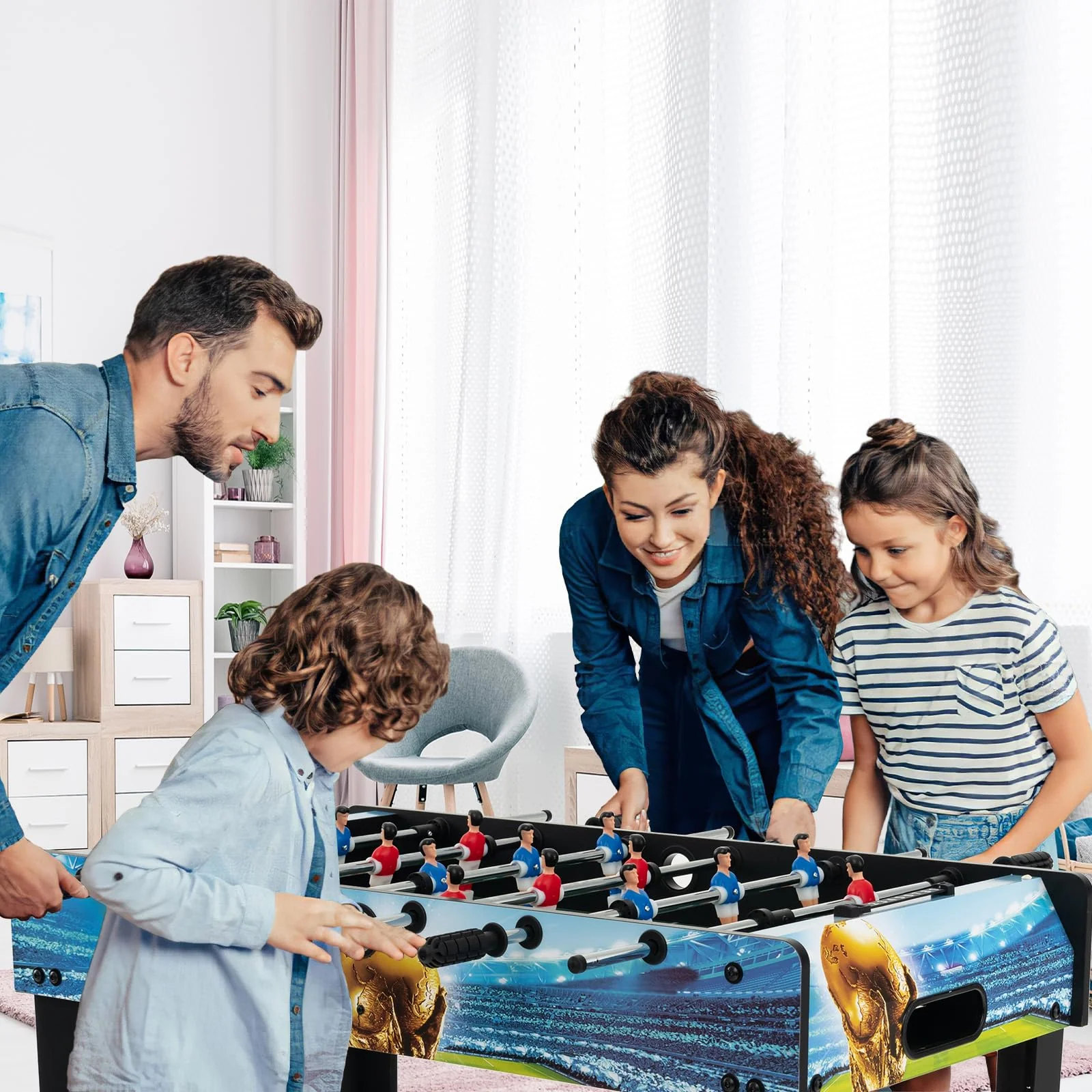 Goplus Foosball Table, 2-in-1 Tabletop & Freestanding Soccer Game Table - Image 2