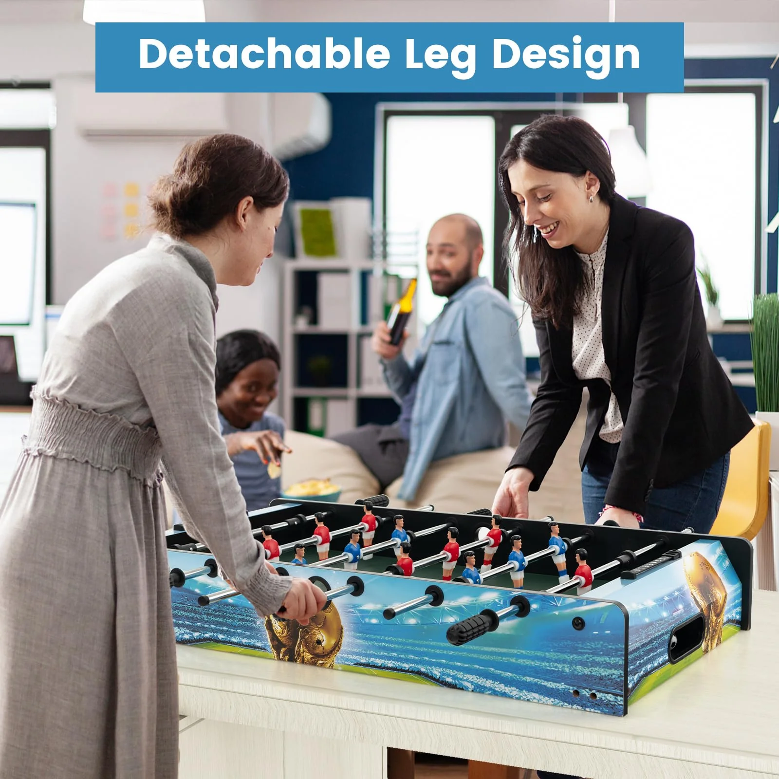 Goplus Foosball Table, 2-in-1 Tabletop & Freestanding Soccer Game Table - Image 3
