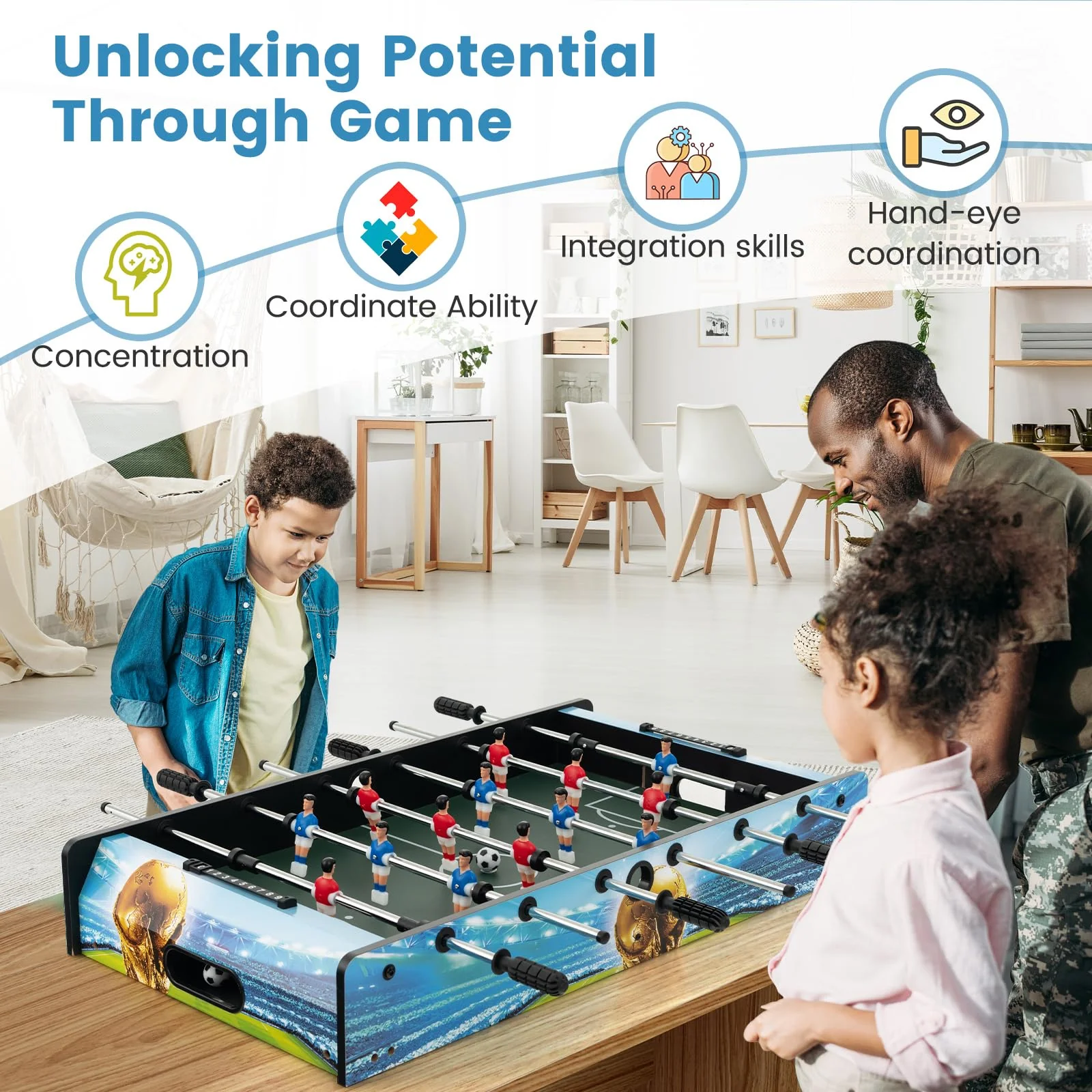 Goplus Foosball Table, 2-in-1 Tabletop & Freestanding Soccer Game Table - Image 4