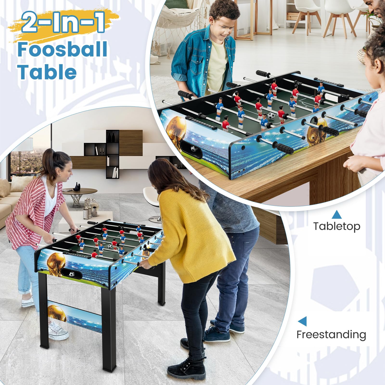 Goplus Foosball Table, 2-in-1 Tabletop & Freestanding Soccer Game Table - Image 5