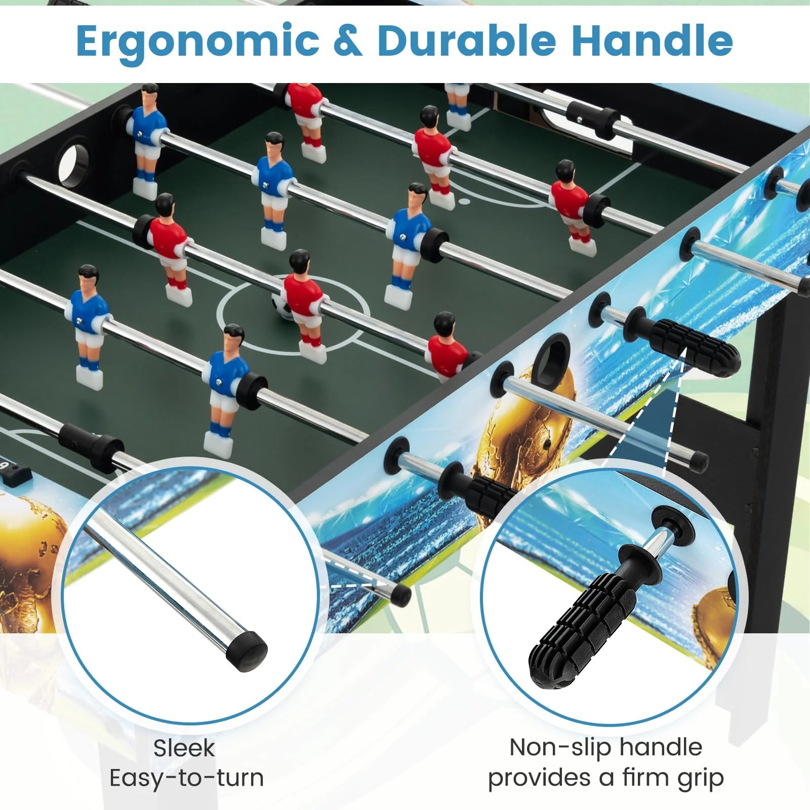 Goplus Foosball Table, 2-in-1 Tabletop & Freestanding Soccer Game Table - Image 6