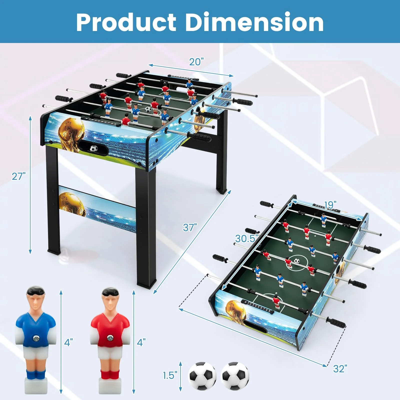 Goplus Foosball Table, 2-in-1 Tabletop & Freestanding Soccer Game Table - Image 8