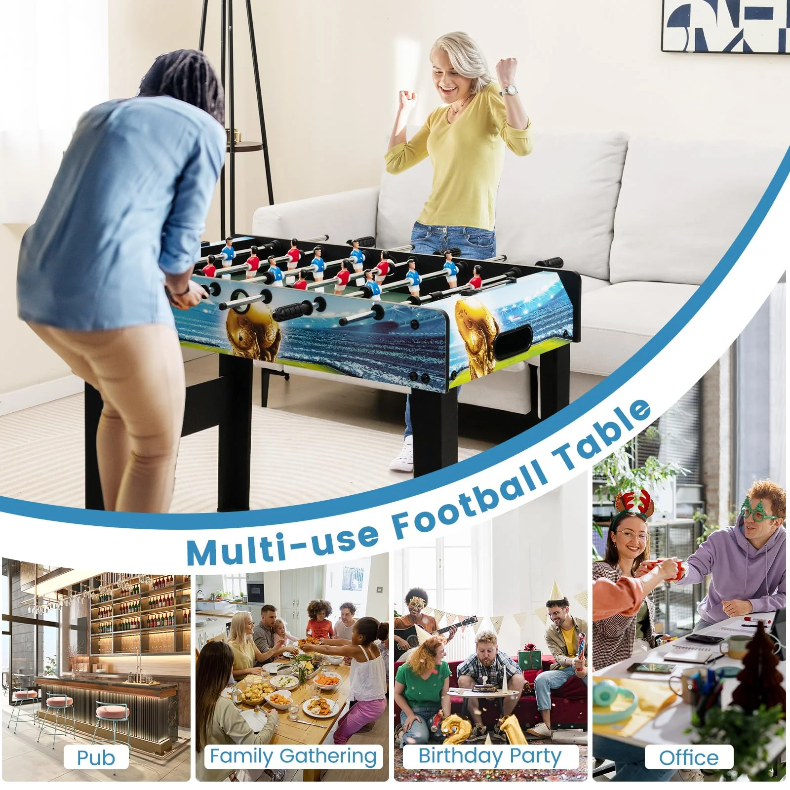Goplus Foosball Table, 2-in-1 Tabletop & Freestanding Soccer Game Table - Image 9
