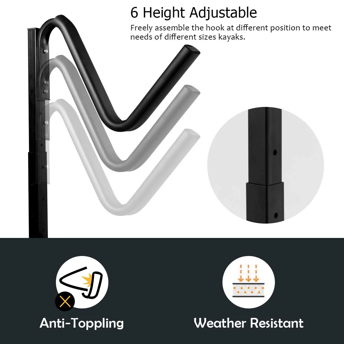 Goplus Freestanding Kayak Rack, Deluxe Heavy Duty Dual Kayak Storage Rack, Max Load 175 Lbs - Image 4