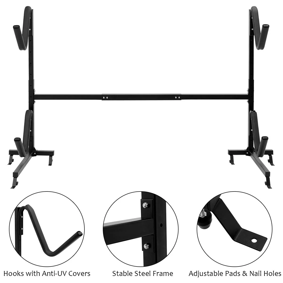 Goplus Freestanding Kayak Rack, Deluxe Heavy Duty Dual Kayak Storage Rack, Max Load 175 Lbs - Image 6