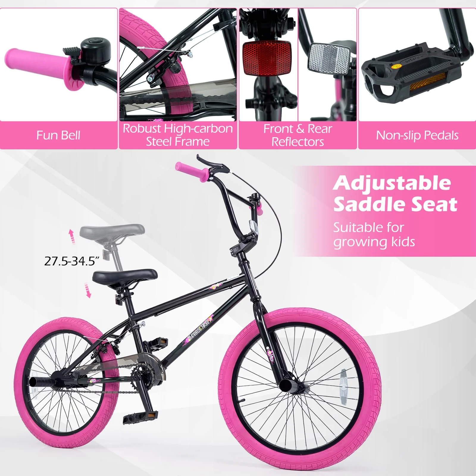 Goplus Freestyle BMX Bike 20" Trick Bicycle w/ 360 Degree Steering - Image 3