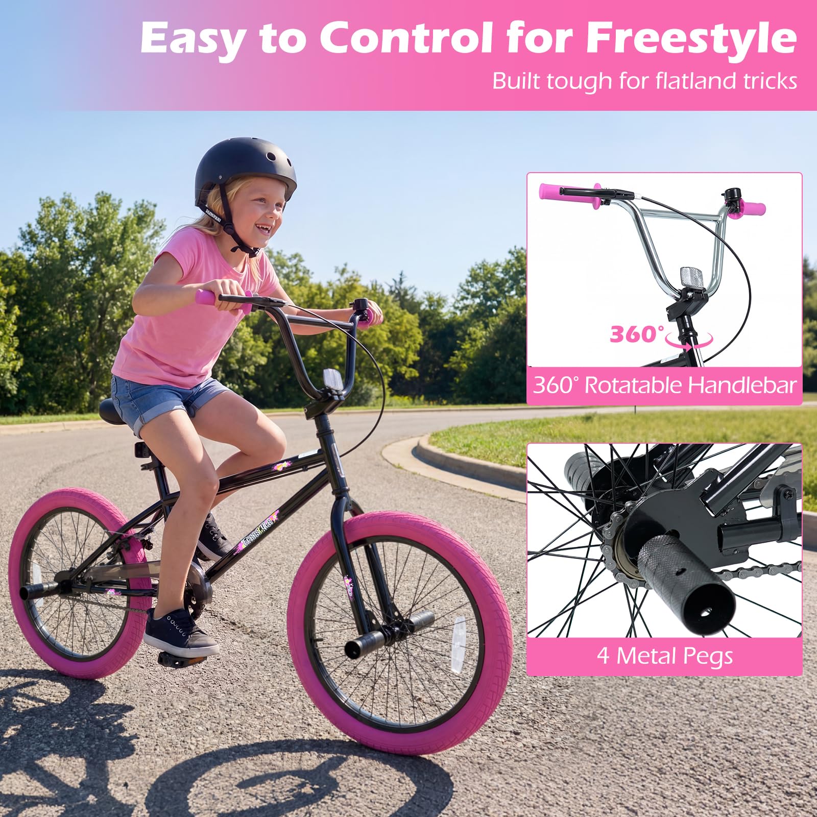 Goplus Freestyle BMX Bike 20" Trick Bicycle w/ 360 Degree Steering - Image 4