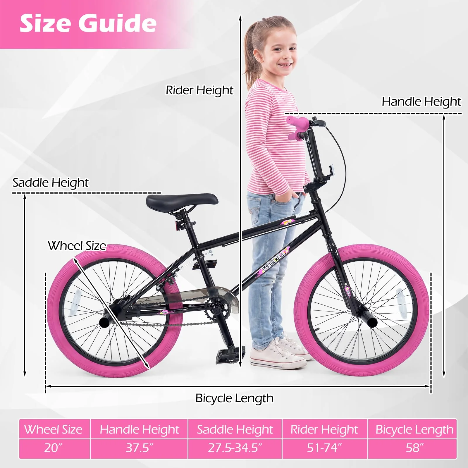 Goplus Freestyle BMX Bike 20" Trick Bicycle w/ 360 Degree Steering - Image 6