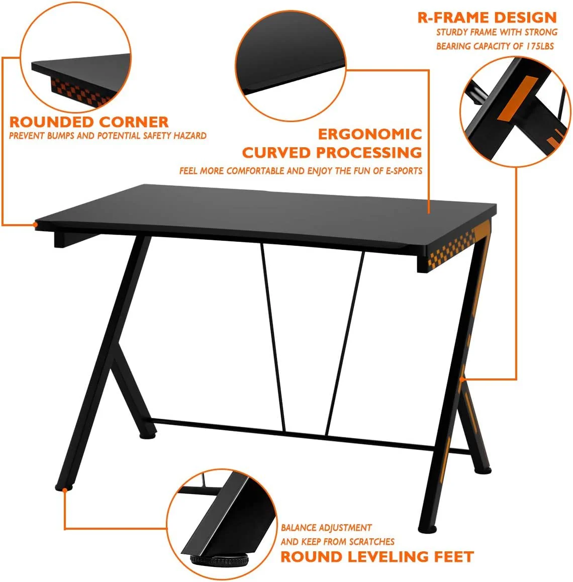 Goplus Gaming Desk & Chair Combo Set, Racing Style Home Office Gamer Workstation w/Massage Lumbar Support & Headrest - Image 7