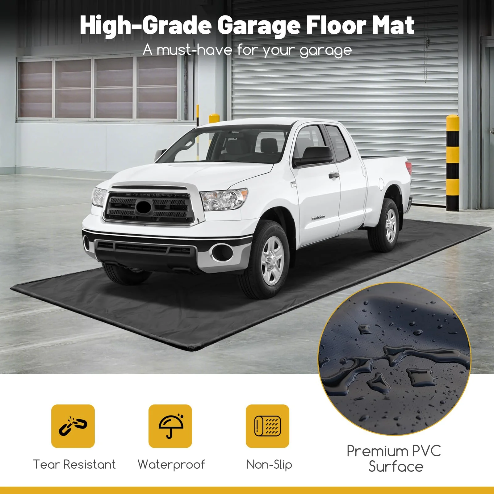 Goplus Garage Floor Mat, 22β x 9β Garage Mat for Under Car, Waterproof Protection from Snow Rain Mud - Image 2