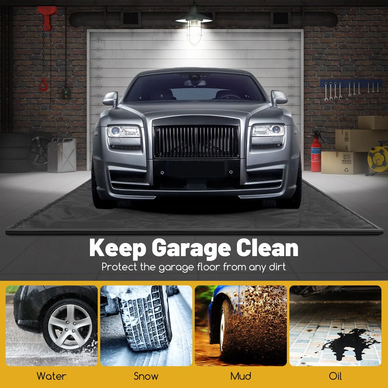 Goplus Garage Floor Mat, 22β x 9β Garage Mat for Under Car, Waterproof Protection from Snow Rain Mud - Image 5