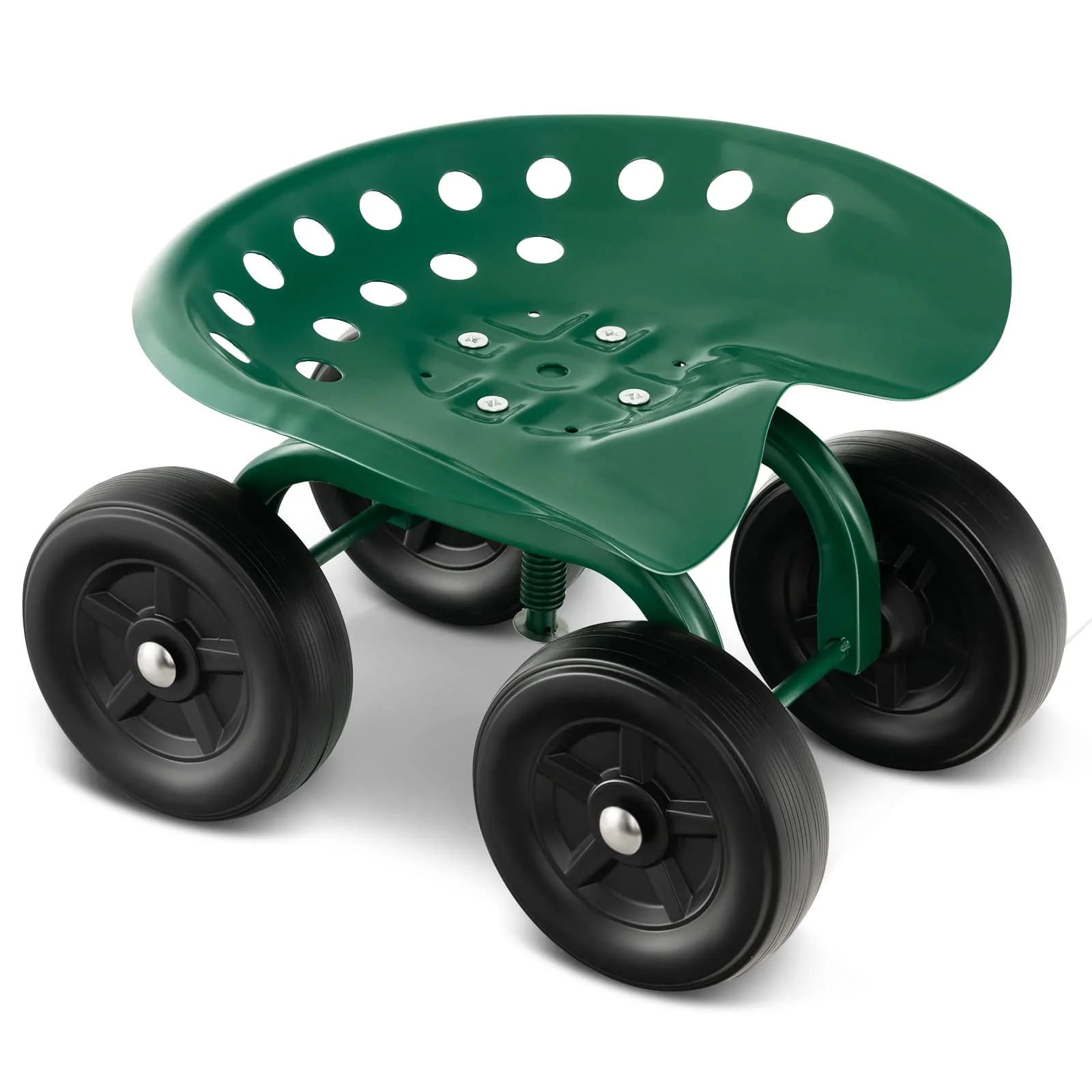 Goplus Garden Cart with Wheels, Utility Stool Cart w/Adjustable 360 Degree Swivel Seat