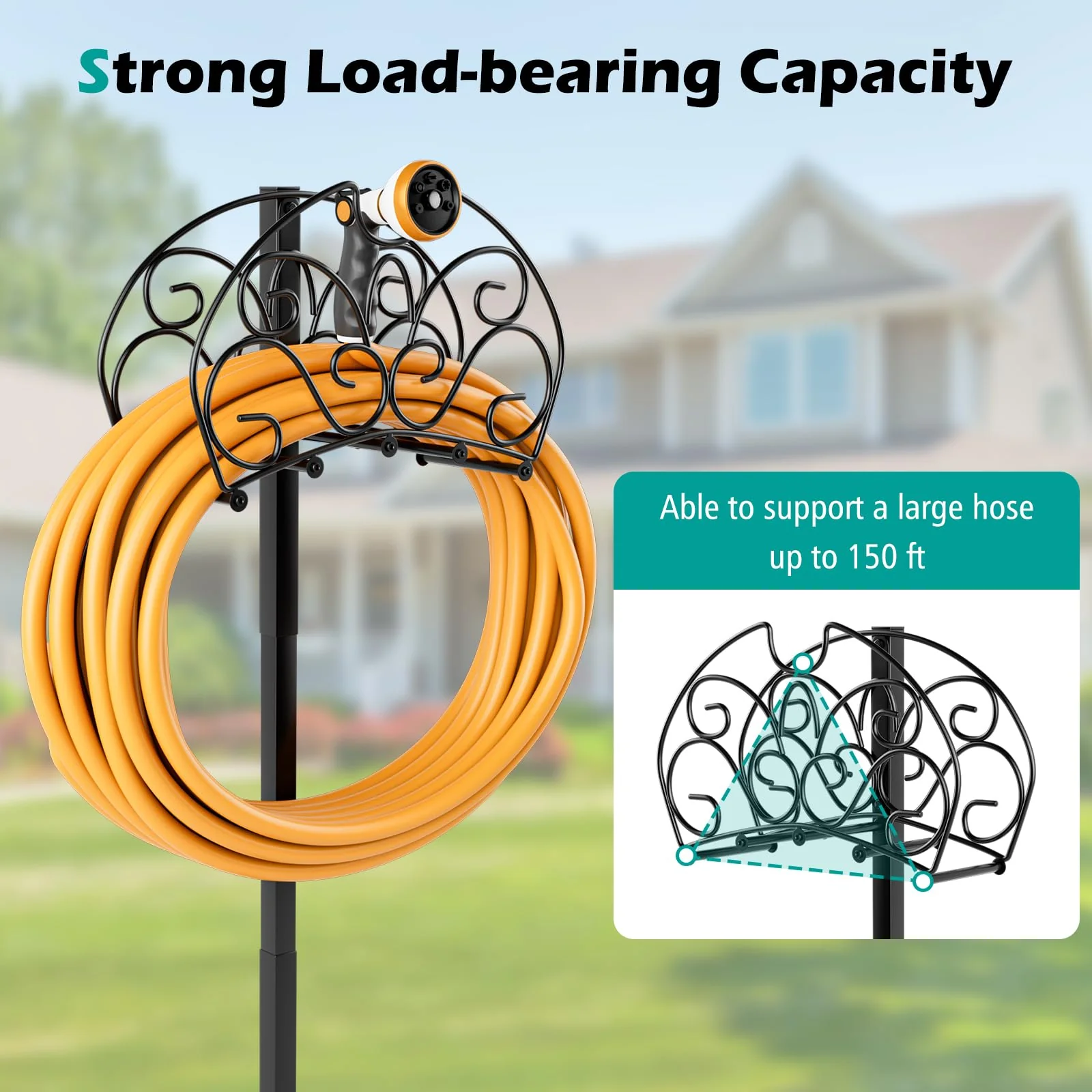 Goplus Garden Hose Holder, Detachable Metal Hose Stand Rack with 3 Anchor Points - Image 3