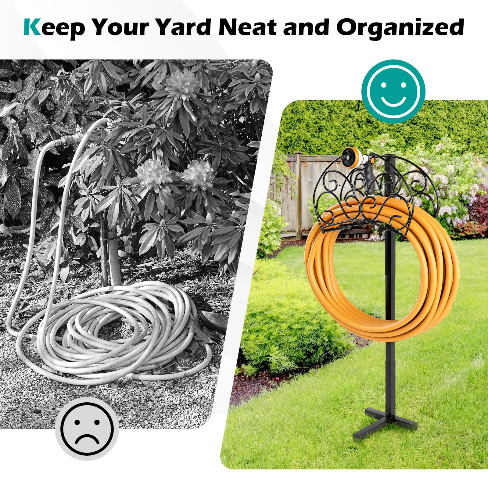 Goplus Garden Hose Holder, Detachable Metal Hose Stand Rack with 3 Anchor Points - Image 8
