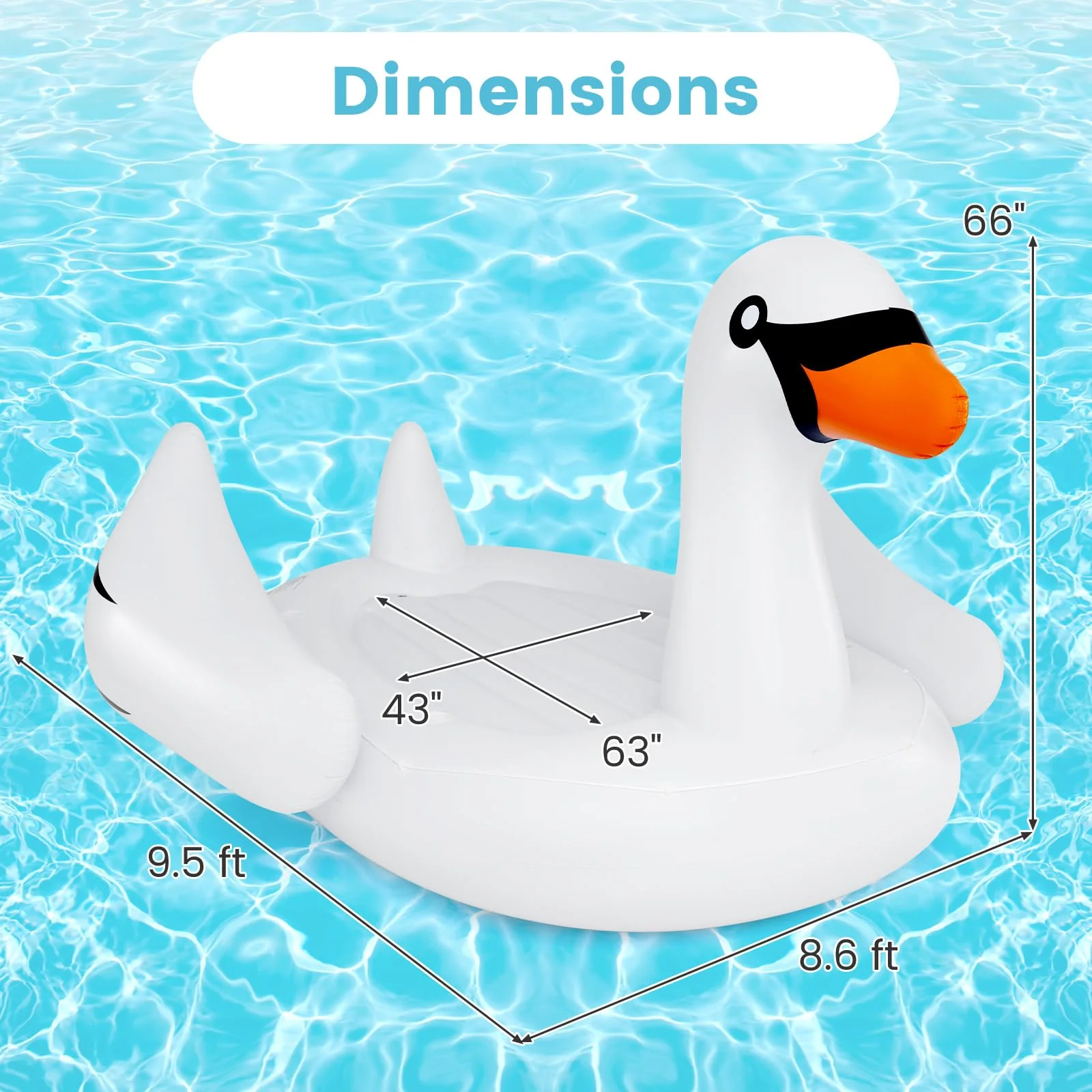 Goplus Giant Flamingo Pool Float, 4 People Inflatable Pool Raft w/Air Pump & Cup Holders for Adults Kids - Image 6