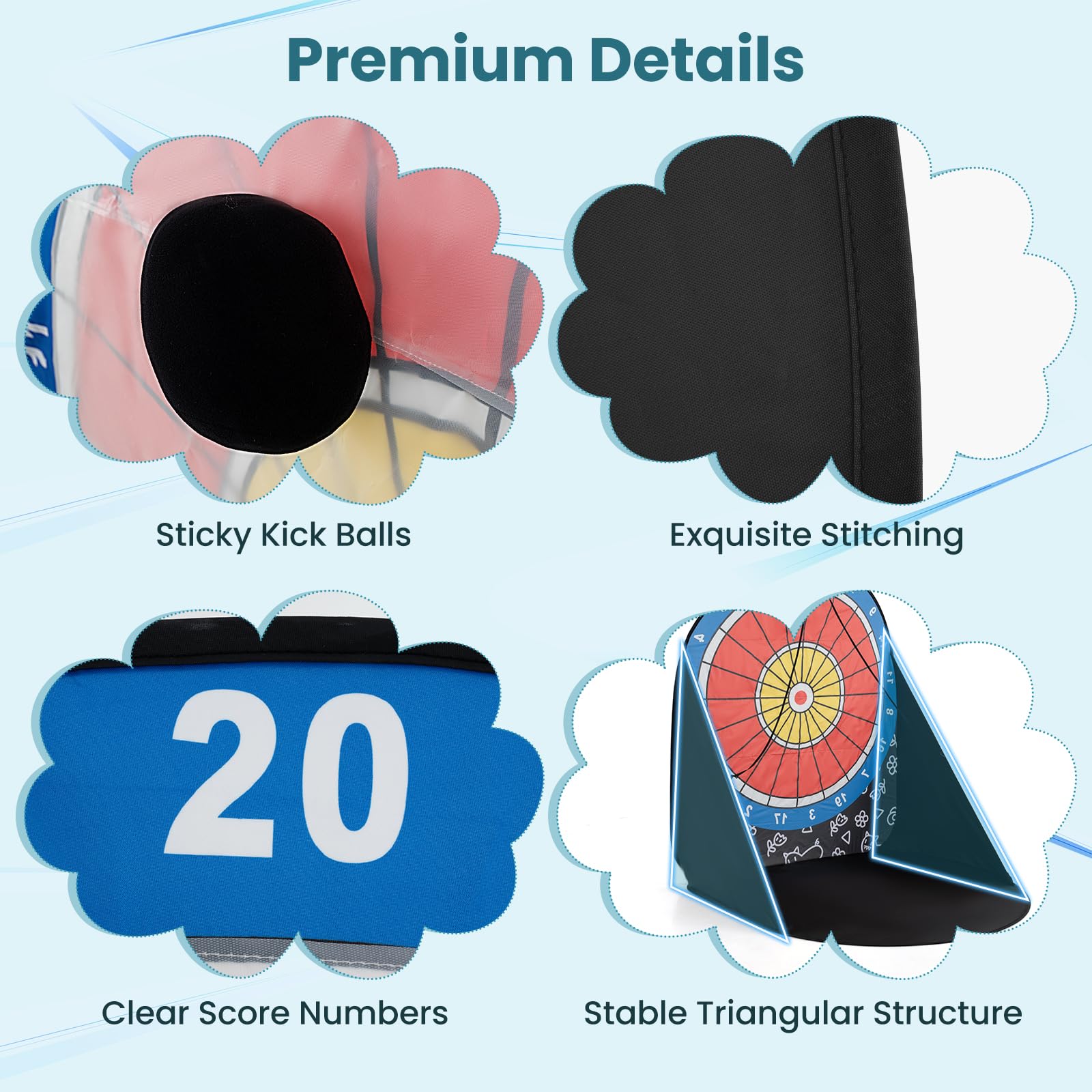 Goplus Giant Kick Darts, Large Dart Board w/ 4 Kick Balls, Carrying Bag - Image 4