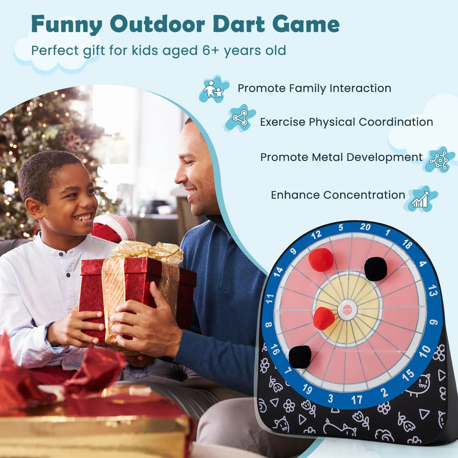 Goplus Giant Kick Darts, Large Dart Board w/ 4 Kick Balls, Carrying Bag - Image 5