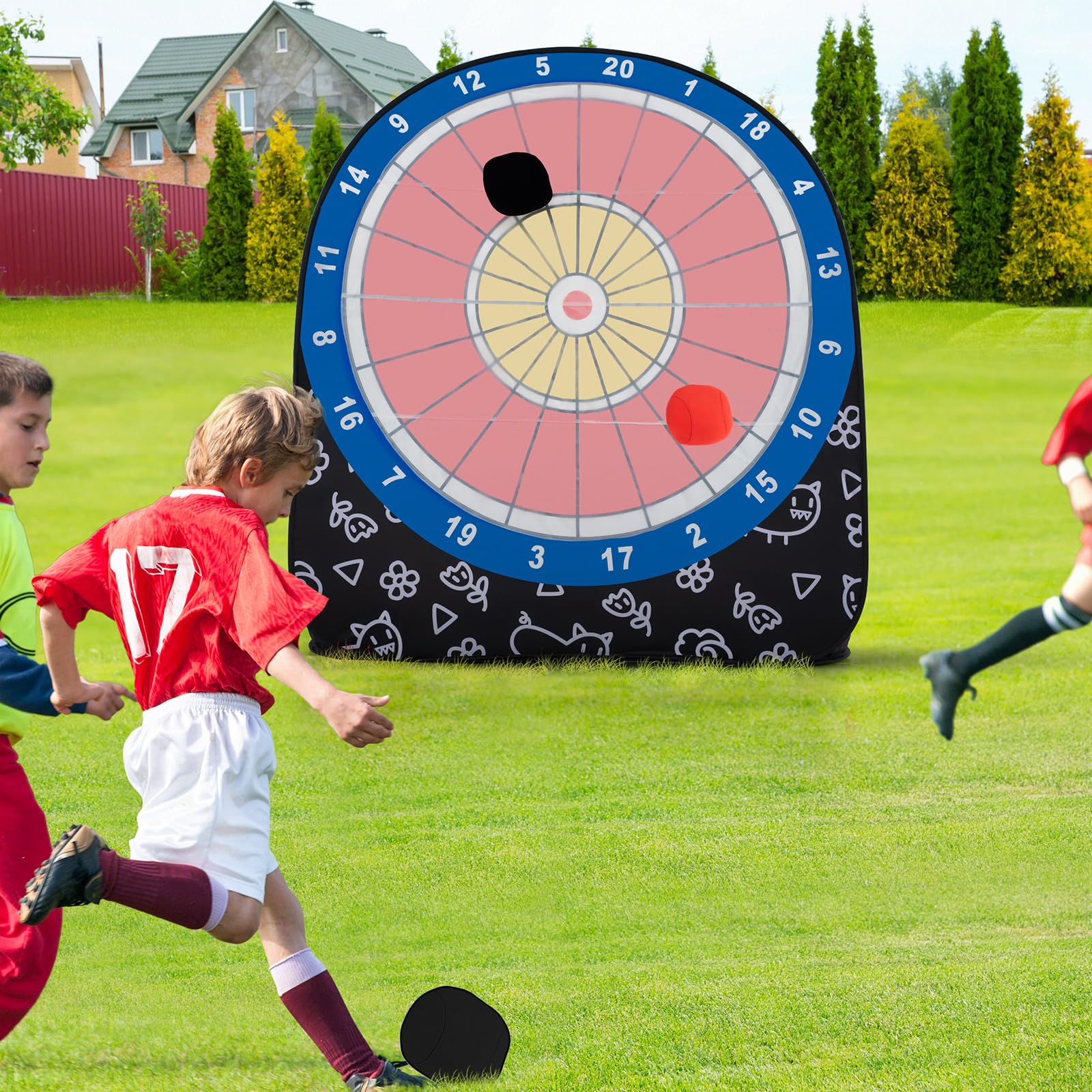 Goplus Giant Kick Darts, Large Dart Board w/ 4 Kick Balls, Carrying Bag - Image 8