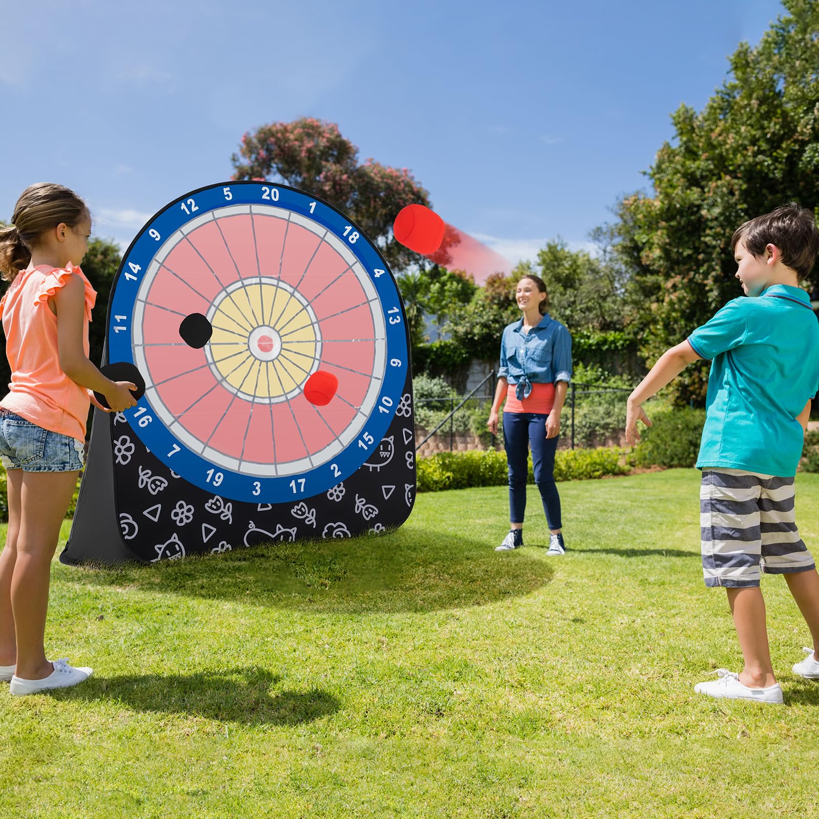 Goplus Giant Kick Darts, Large Dart Board w/ 4 Kick Balls, Carrying Bag - Image 9