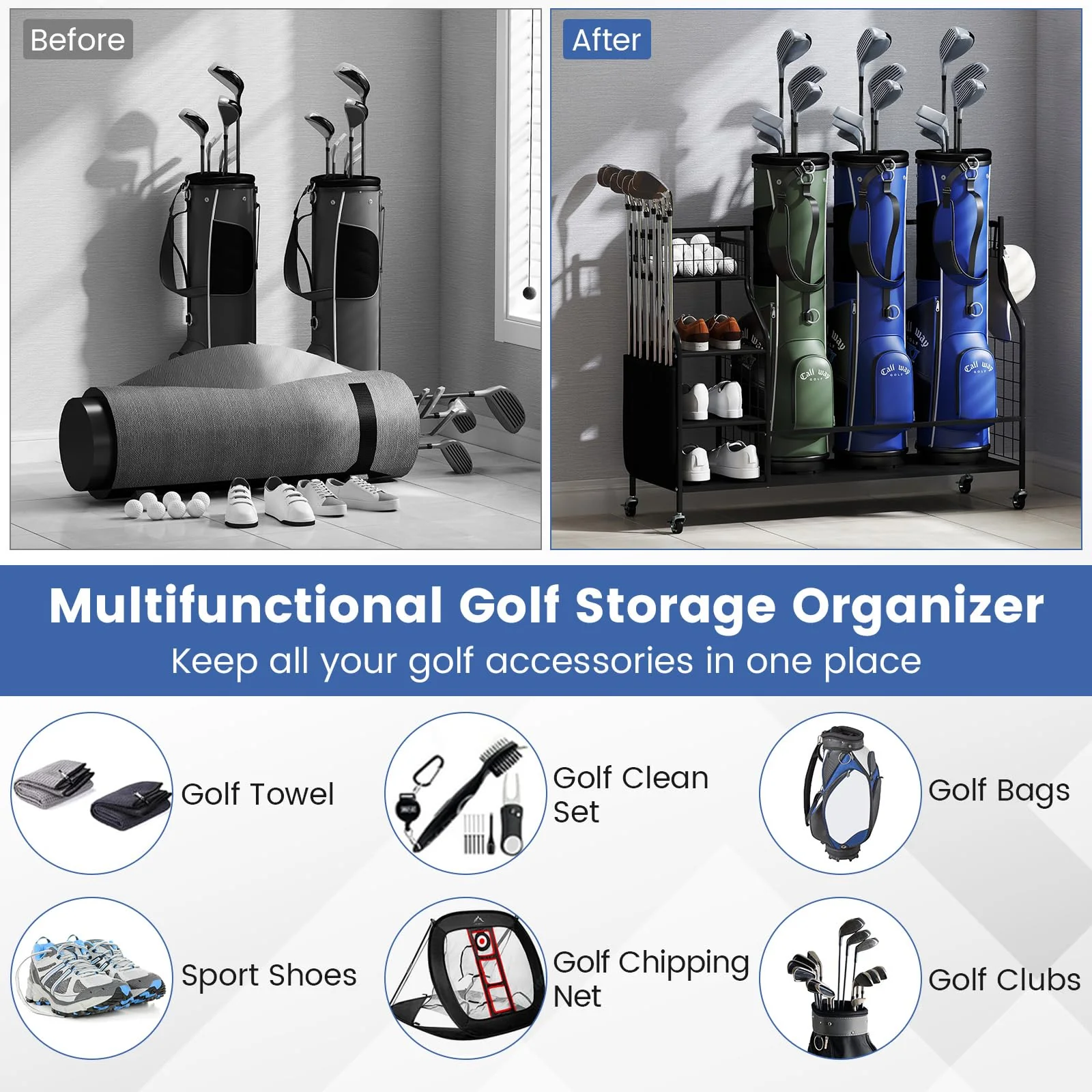 Goplus Golf Bag Organizer for Clubs Balls and Golfing Equipment Accessories - Image 4