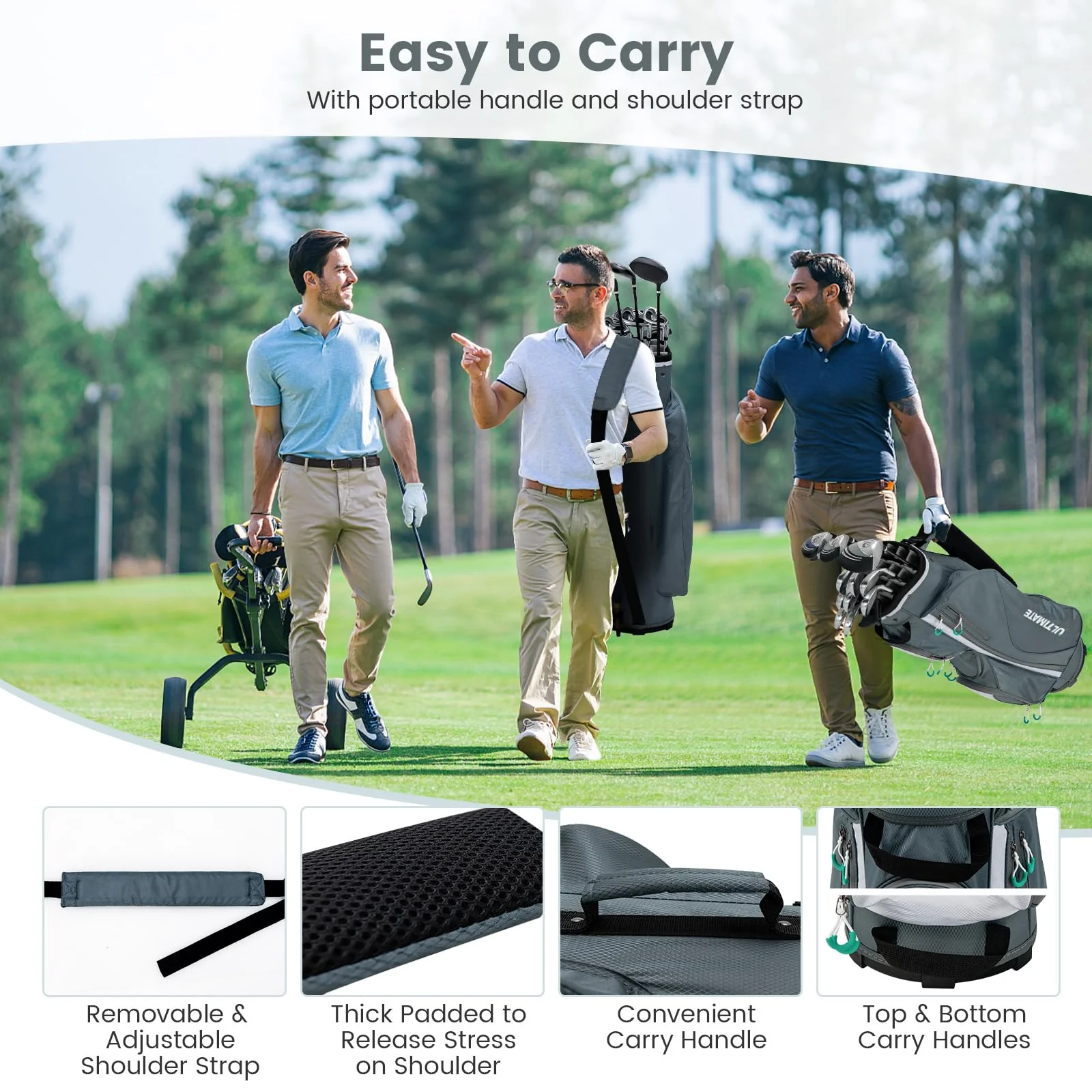 Goplus Golf Cart Bag with 14 Top Dividers - Image 3