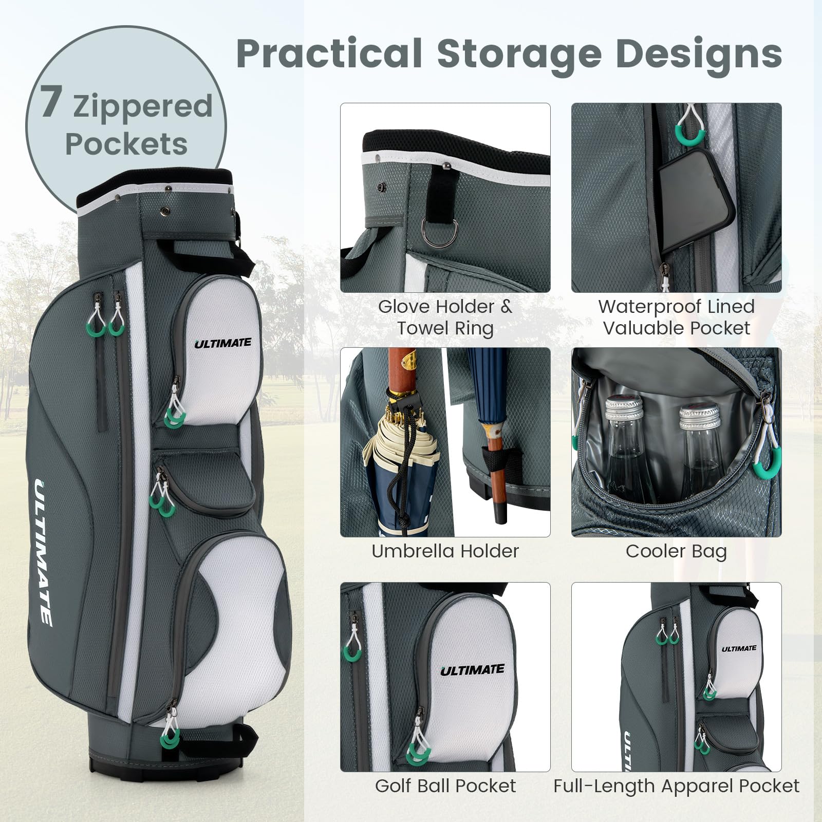 Goplus Golf Cart Bag with 14 Top Dividers - Image 4