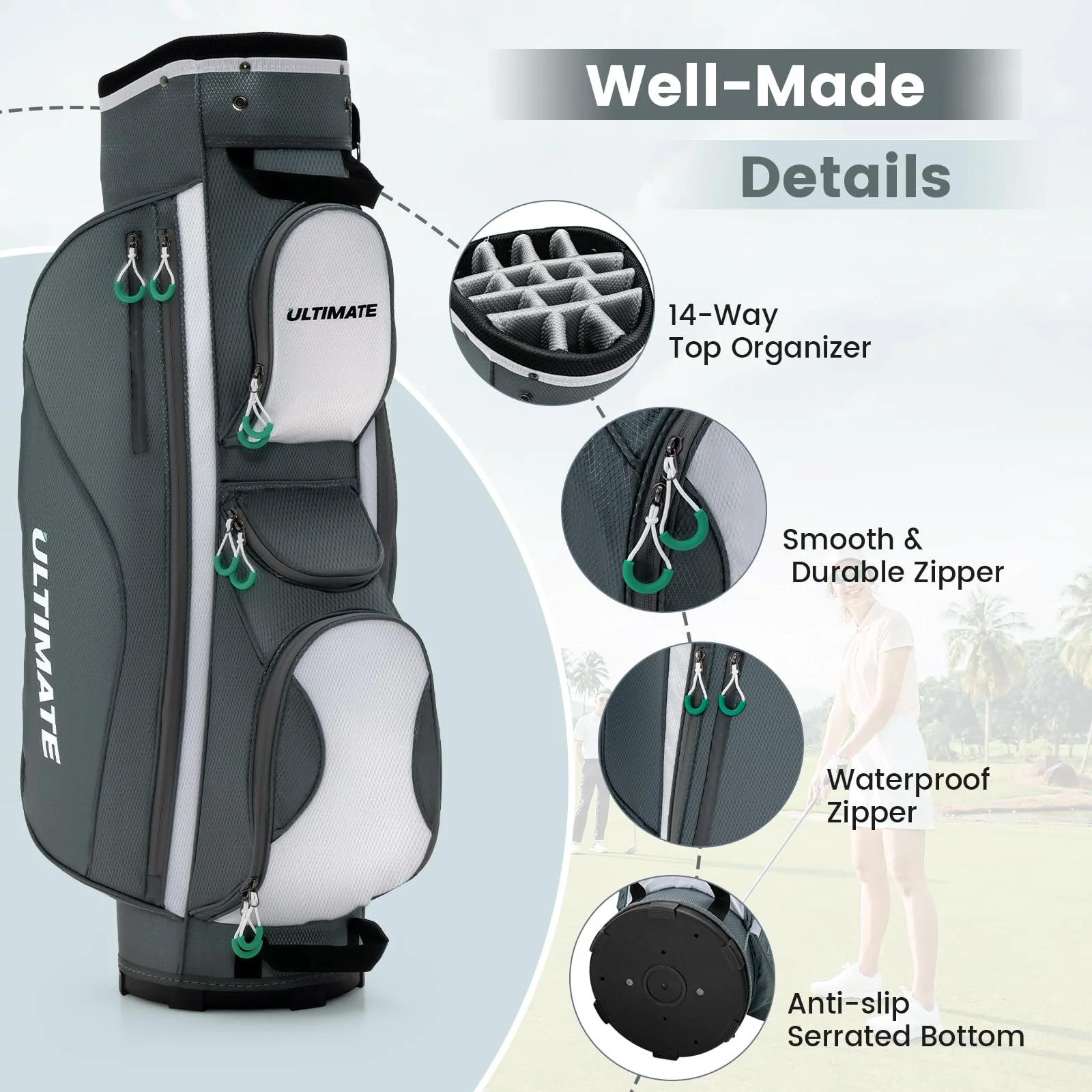 Goplus Golf Cart Bag with 14 Top Dividers - Image 6
