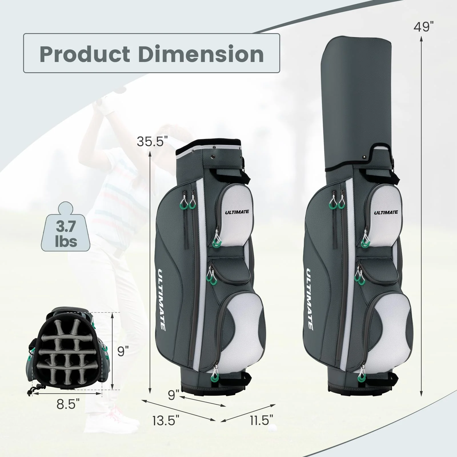Goplus Golf Cart Bag with 14 Top Dividers - Image 7
