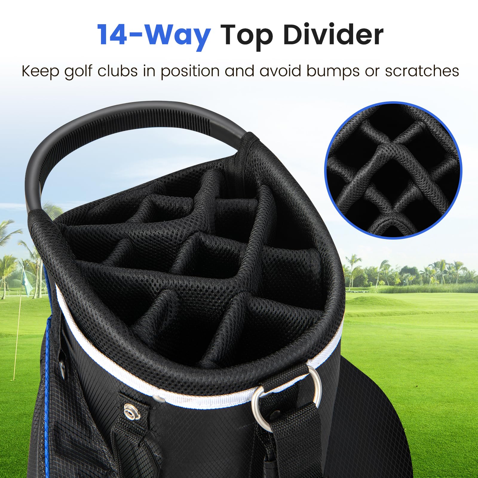 Goplus Golf Cart Bag with 14-Way Top Dividers, Golf Cart Bag Golf Club Bag, Lightweight Golf Bag for Men Women - Image 2