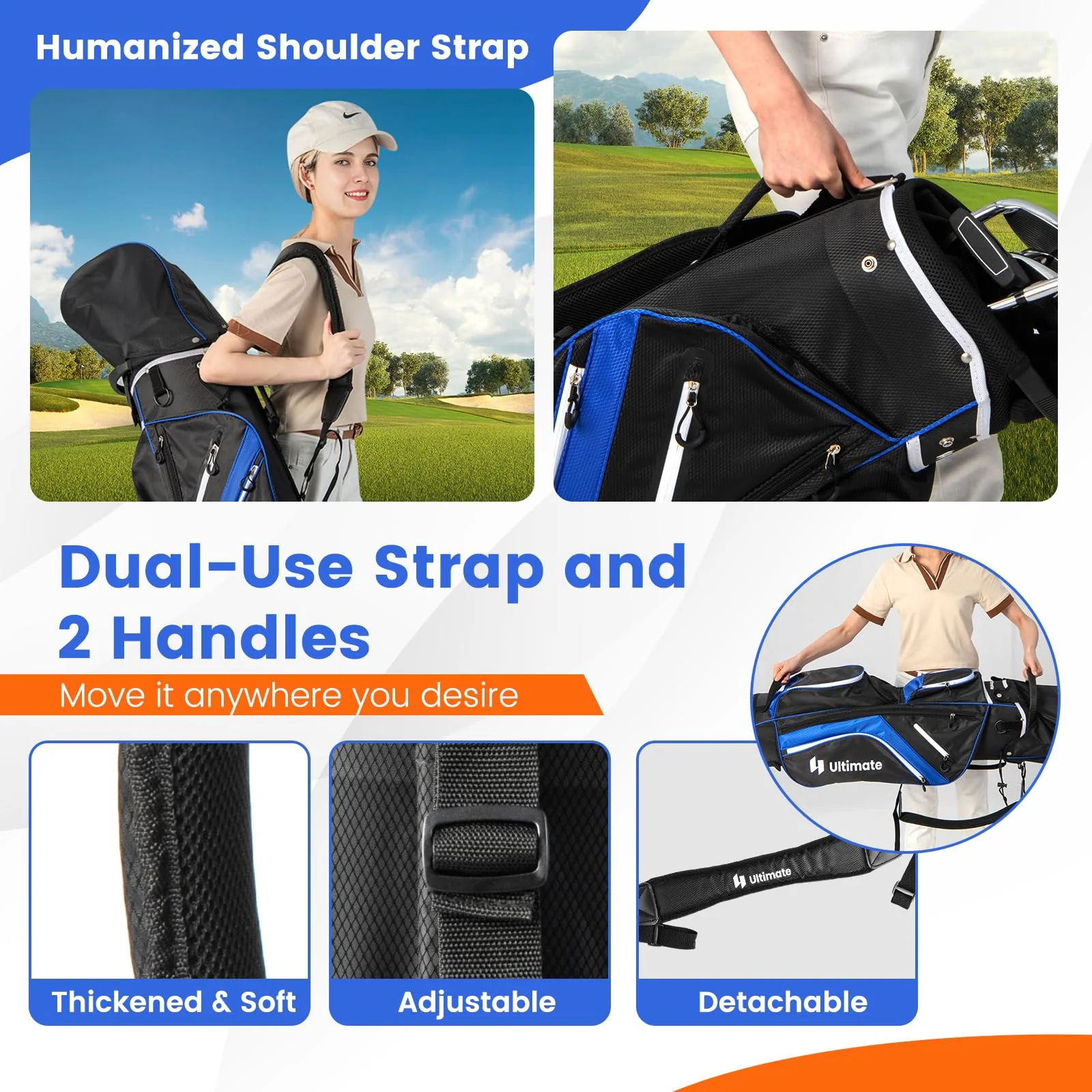 Goplus Golf Cart Bag with 14-Way Top Dividers, Golf Cart Bag Golf Club Bag, Lightweight Golf Bag for Men Women - Image 4
