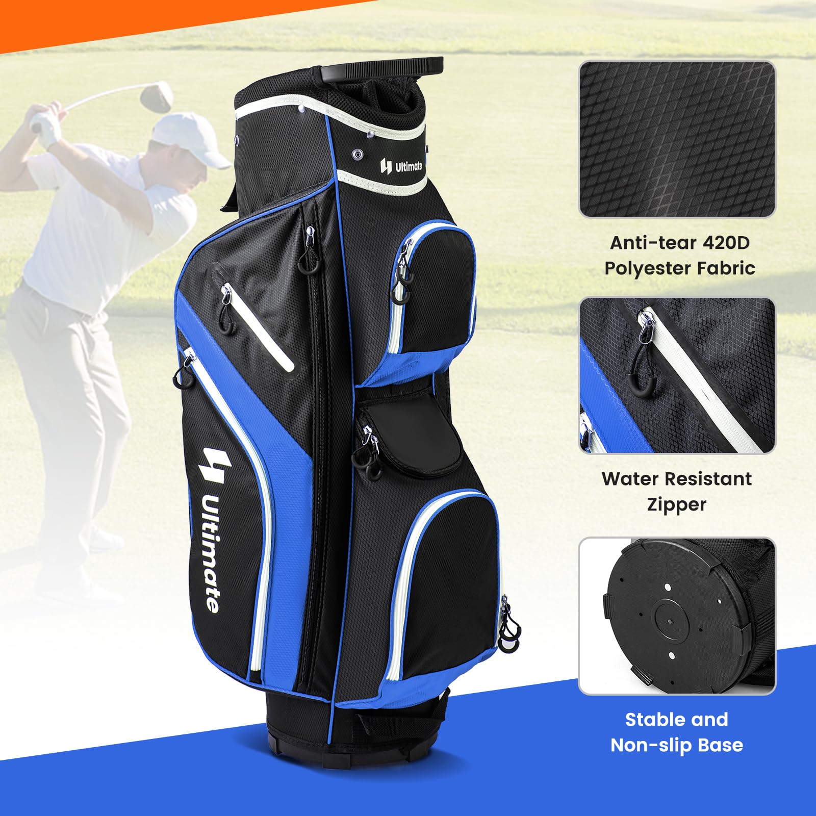Goplus Golf Cart Bag with 14-Way Top Dividers, Golf Cart Bag Golf Club Bag, Lightweight Golf Bag for Men Women - Image 6