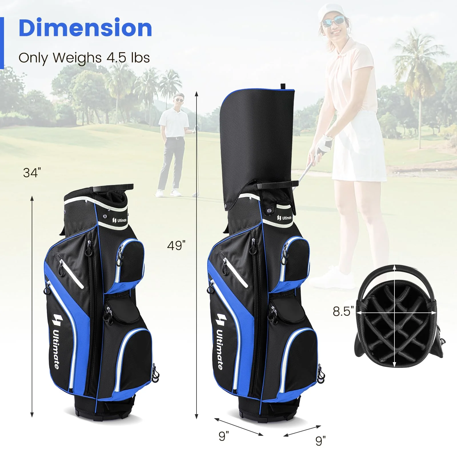 Goplus Golf Cart Bag with 14-Way Top Dividers, Golf Cart Bag Golf Club Bag, Lightweight Golf Bag for Men Women - Image 7