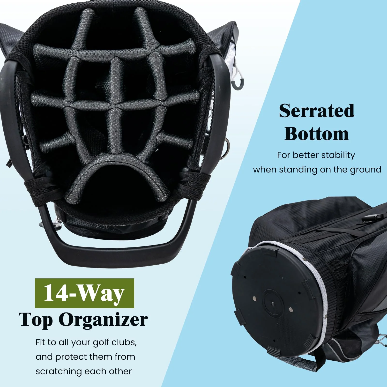 Goplus Golf Cart Bag with 14-Way Top Dividers, Golf Club Bag with 7 Zippered Pockets Including Cooler Bag - Image 2
