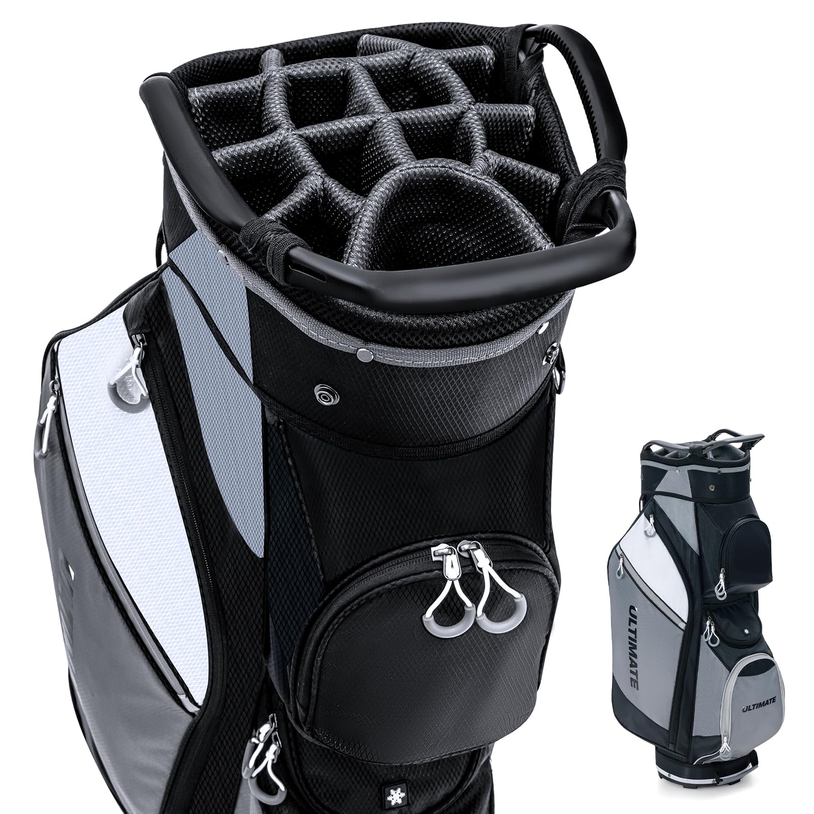 Goplus Golf Cart Bag with 14-Way Top Dividers, Golf Club Bag with 7 Zippered Pockets Including Cooler Bag - Image 8