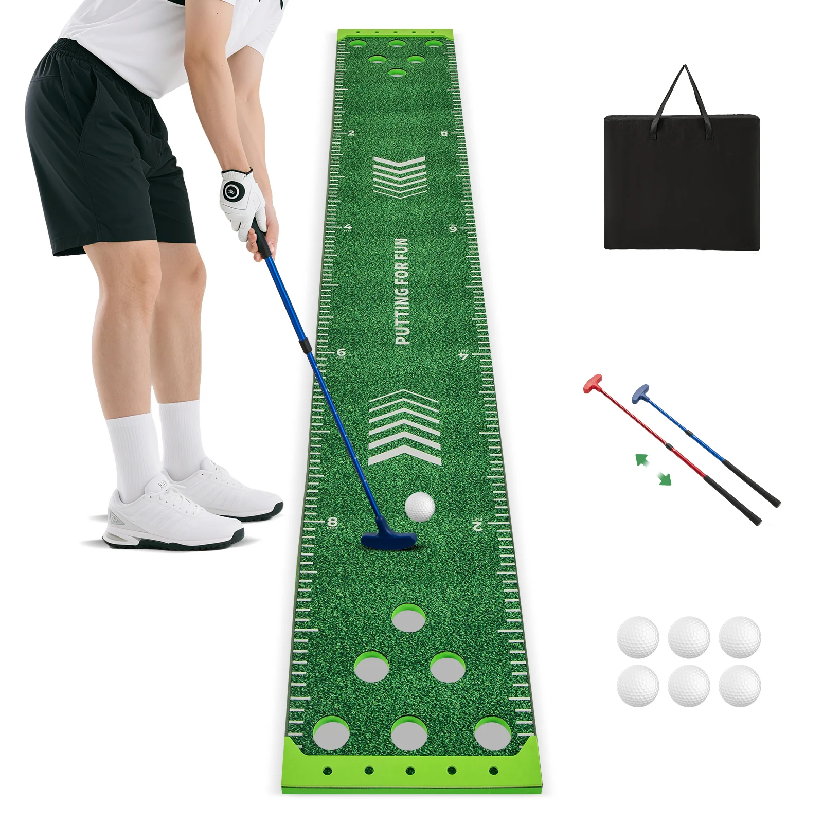 Goplus Golf Game Set with 2 Adjustable Putters & 6 Balls