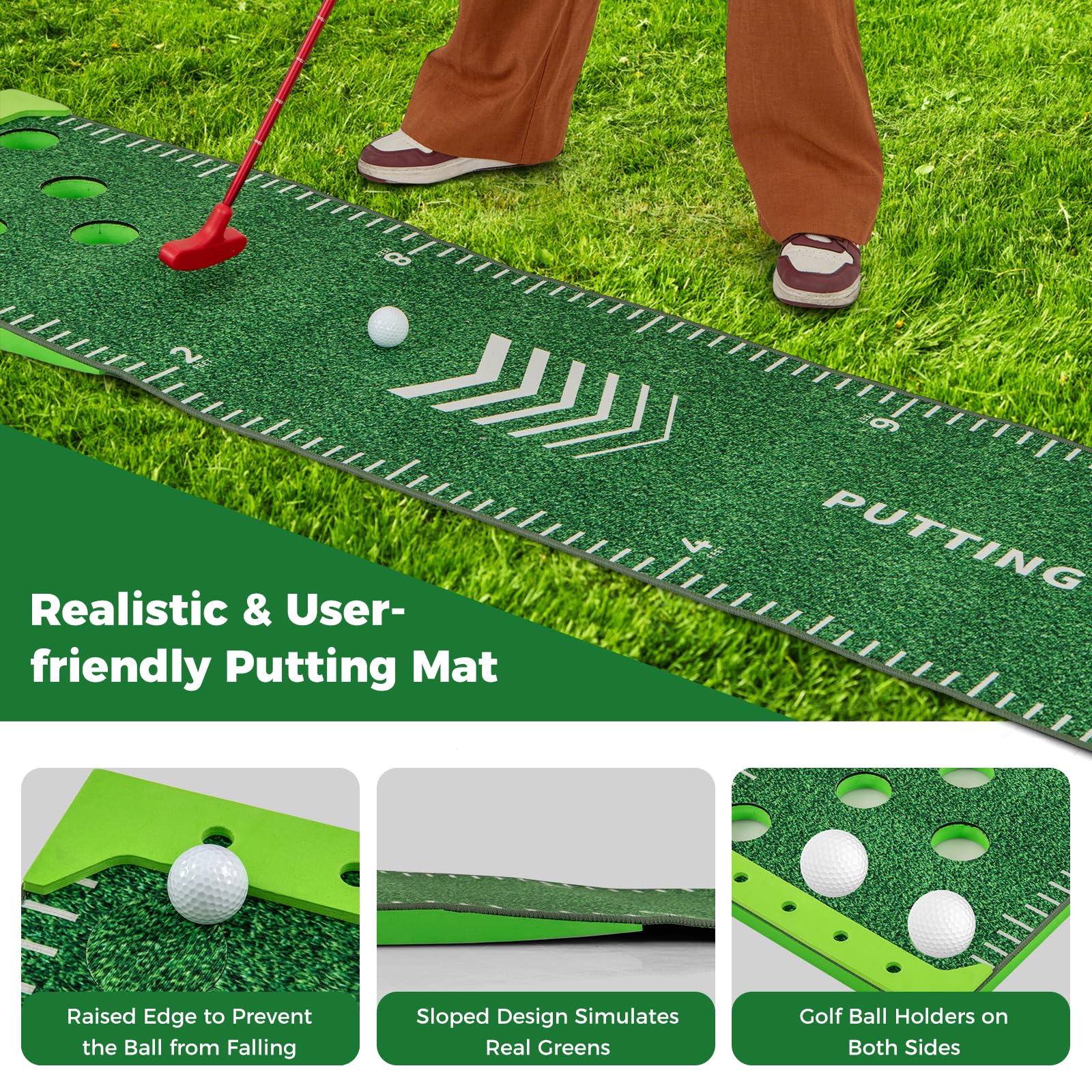 Goplus Golf Game Set with 2 Adjustable Putters & 6 Balls - Image 2