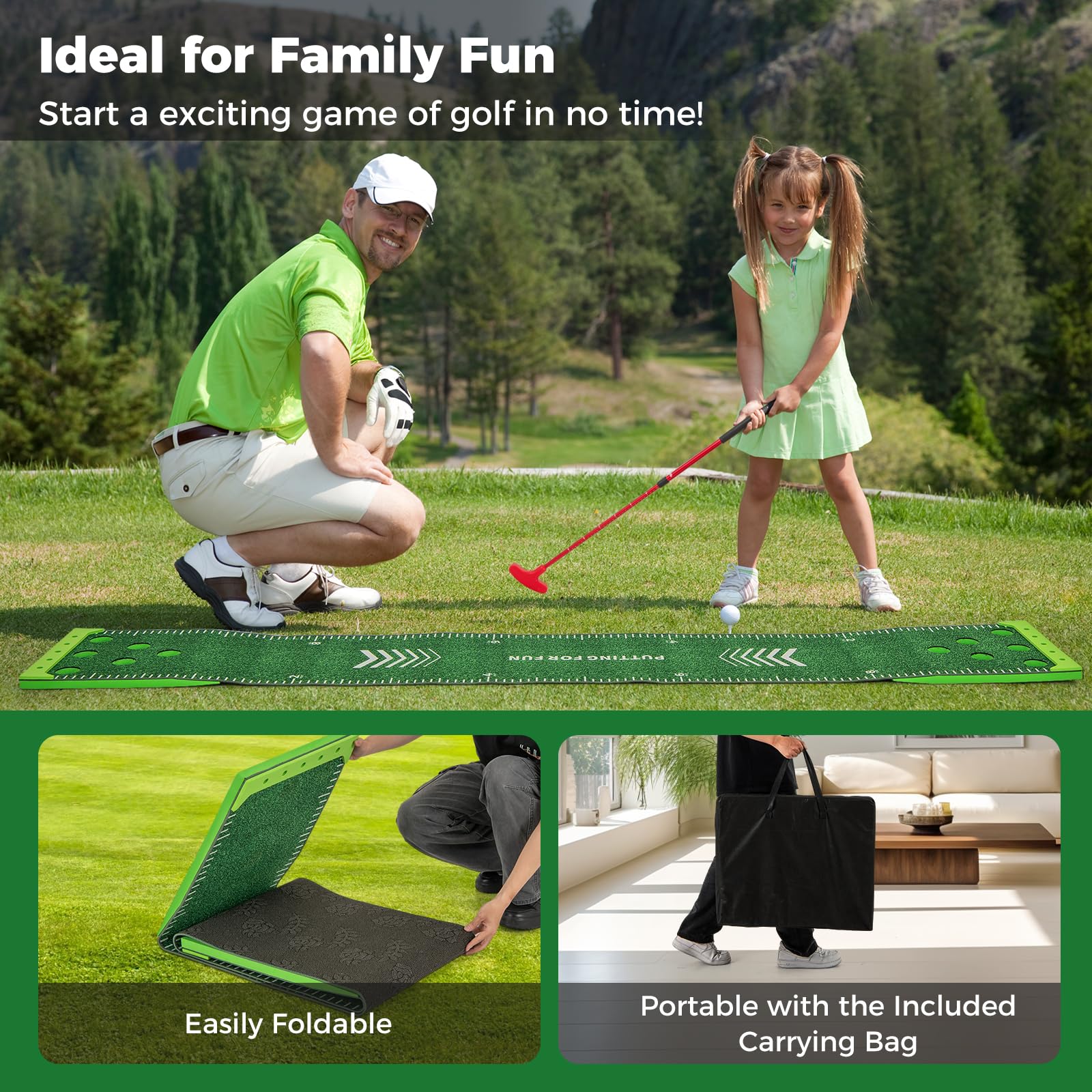 Goplus Golf Game Set with 2 Adjustable Putters & 6 Balls - Image 4