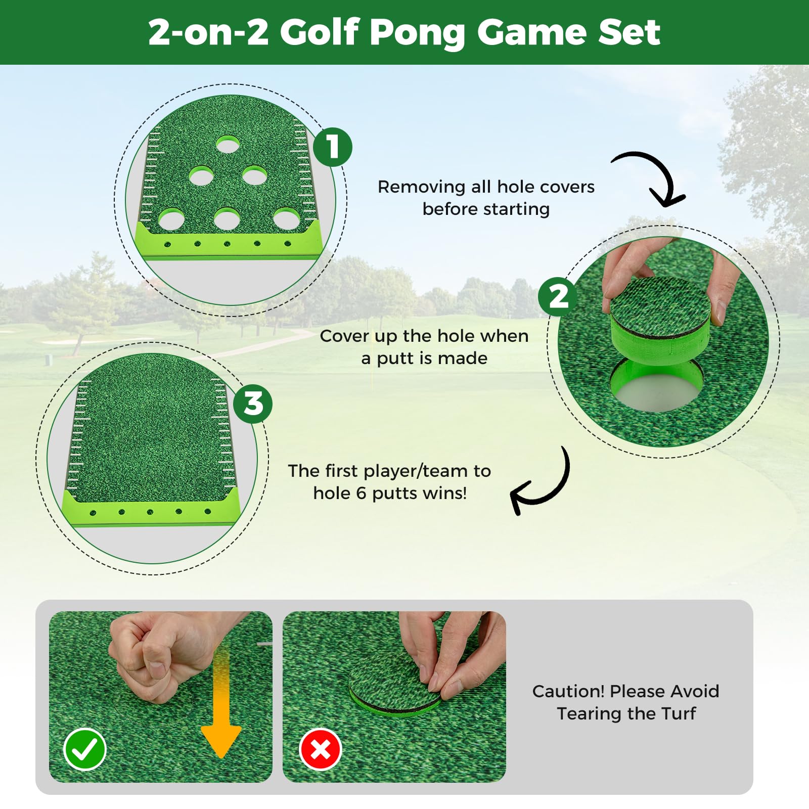 Goplus Golf Game Set with 2 Adjustable Putters & 6 Balls - Image 5