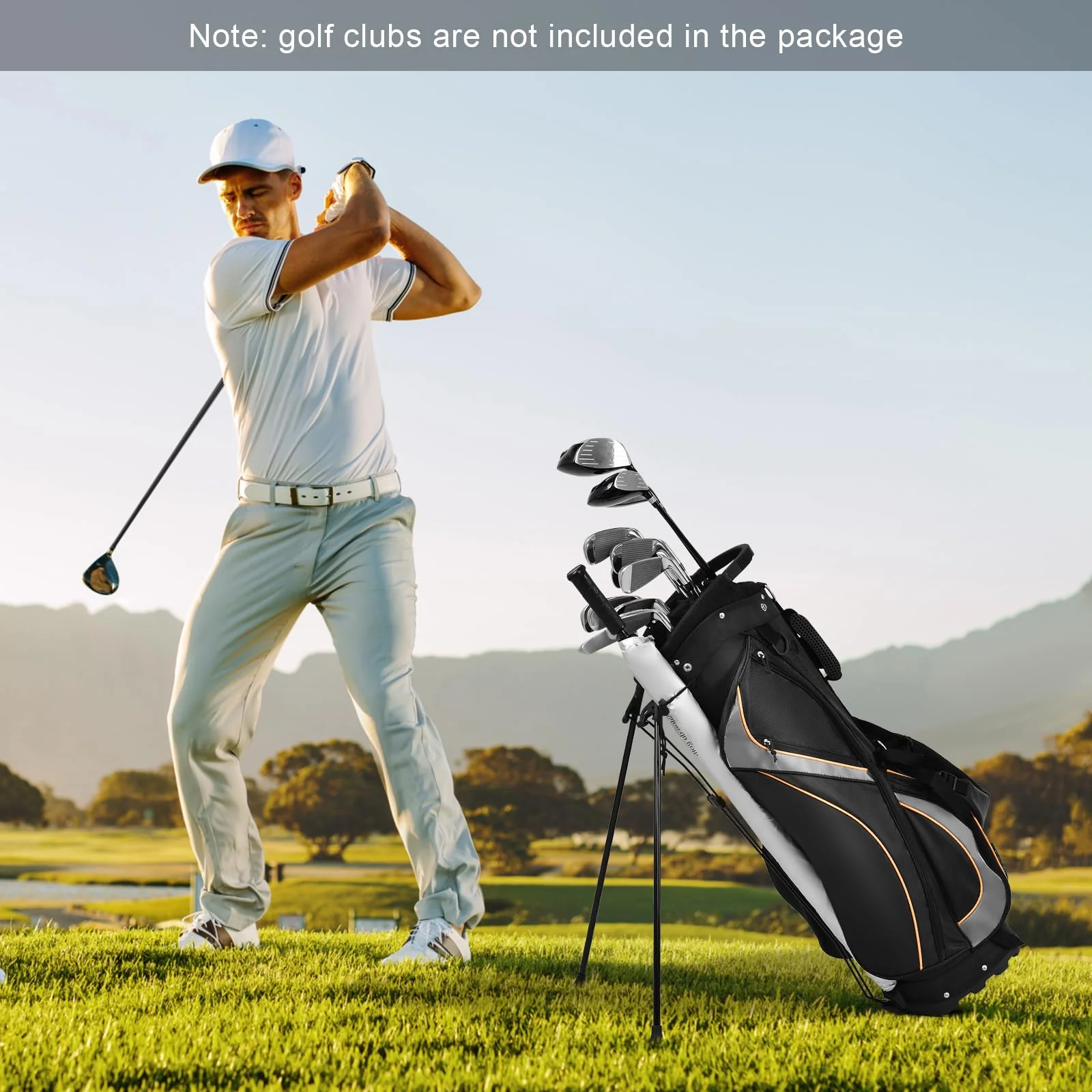 Goplus Golf Stand Bag, Golf Club Bag 8 Way Top Dividers - Image 2