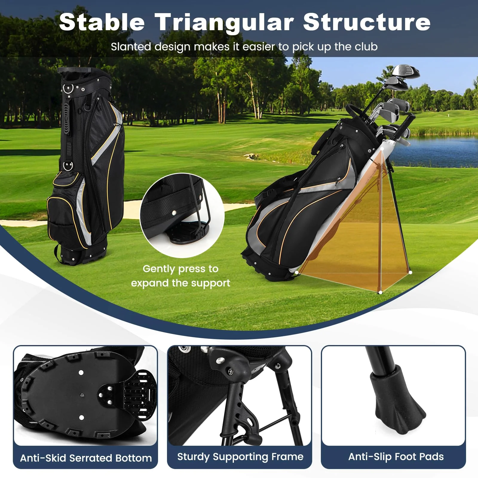 Goplus Golf Stand Bag, Golf Club Bag 8 Way Top Dividers - Image 3