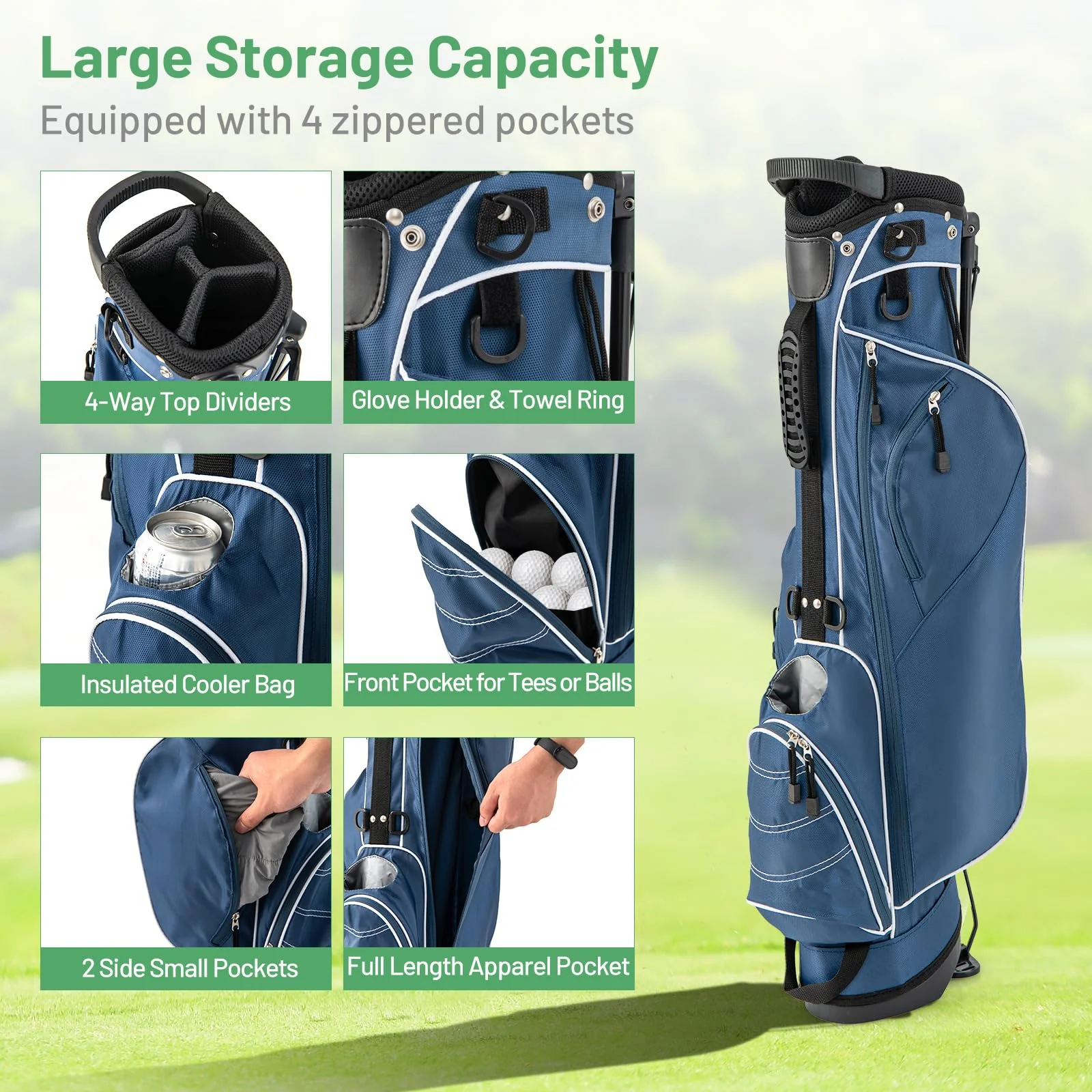 Goplus Golf Stand Bag, Lightweight Golf Club Bag with 4 Way Top Dividers - Image 2