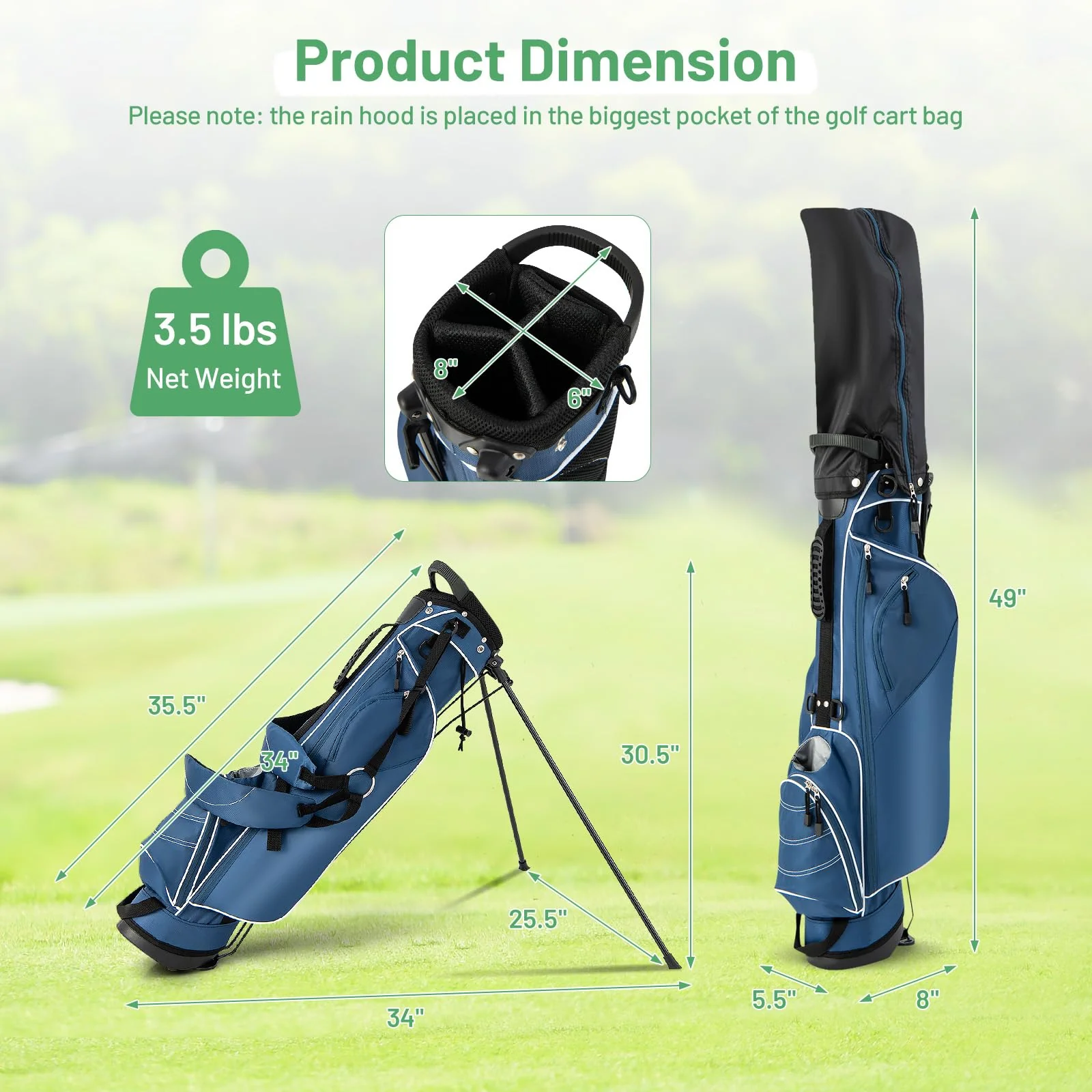 Goplus Golf Stand Bag, Lightweight Golf Club Bag with 4 Way Top Dividers - Image 7